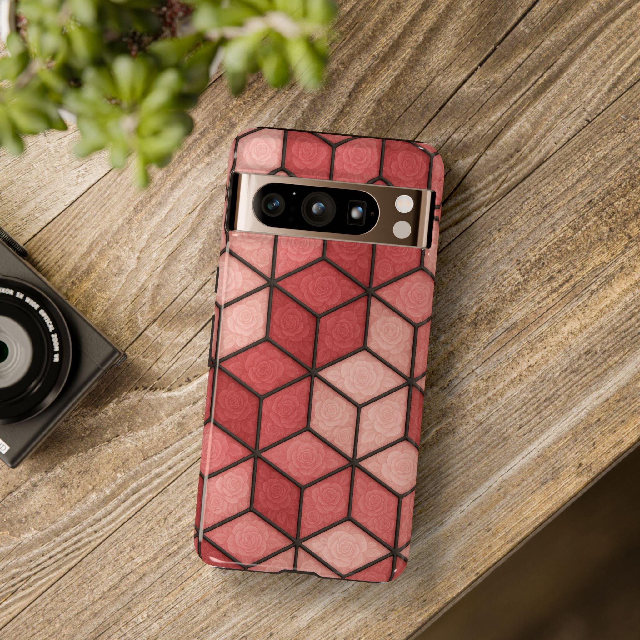 Geometric Stained Glass Illusion Phone Case Colorful Abstract Art, Aesthetic Protective Cover for iPhone, Samsung & Google, Unique Gift Idea Mom