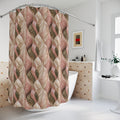 Shower Curtain — Pink Braided Leaf Pattern, Botanical Bathroom Decor