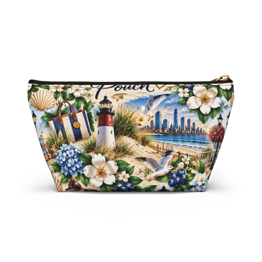 My New Jersey Pouch — Coastal Accessory Pouch with T‑Bottom (Beach Floral Design)