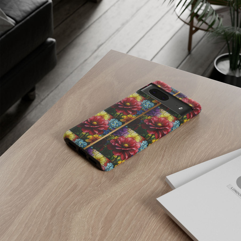 Stained Glass Illusion Floral Phone Case  3D Colorful Flower Design, Protective Christian Gift, Fits iPhone, Samsung, Google Pixel
