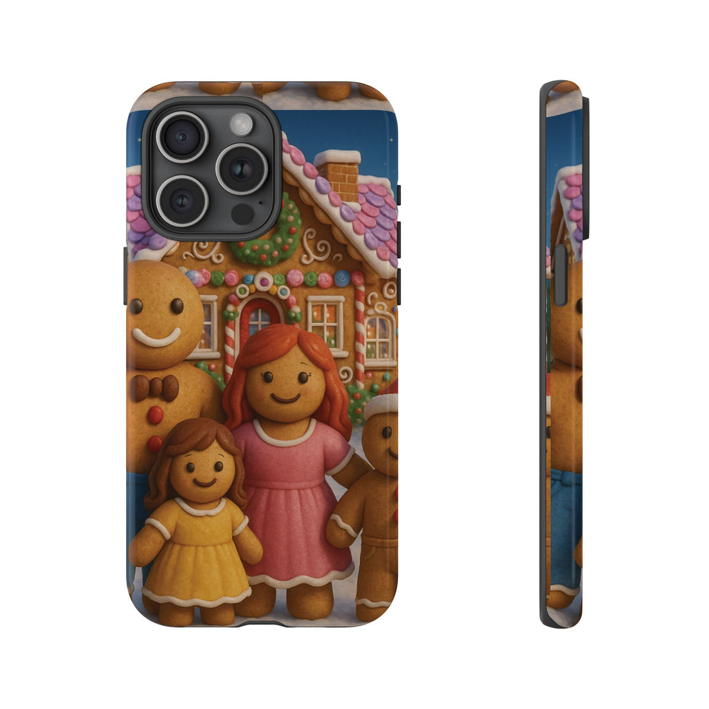 Coque de téléphone esthétique Famille en Pain d'Épices – Design d'inspiration vintage sur le thème de Noël – Étui stylé pour modèles iPhone et Samsung Galaxy