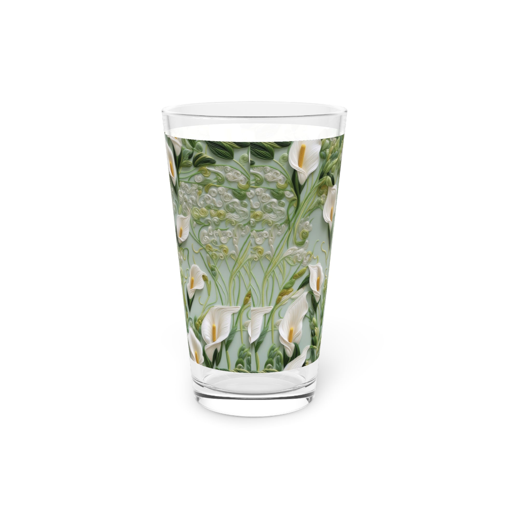 Elegant Calla Lily 16oz Pint Glass Vibrant Floral Design, Durable Glassware for Home & Holiday Gatherings, Perfect Christmas Gift for Nature & Flower Lovers Perfect for Parties - MRSBYVALLE