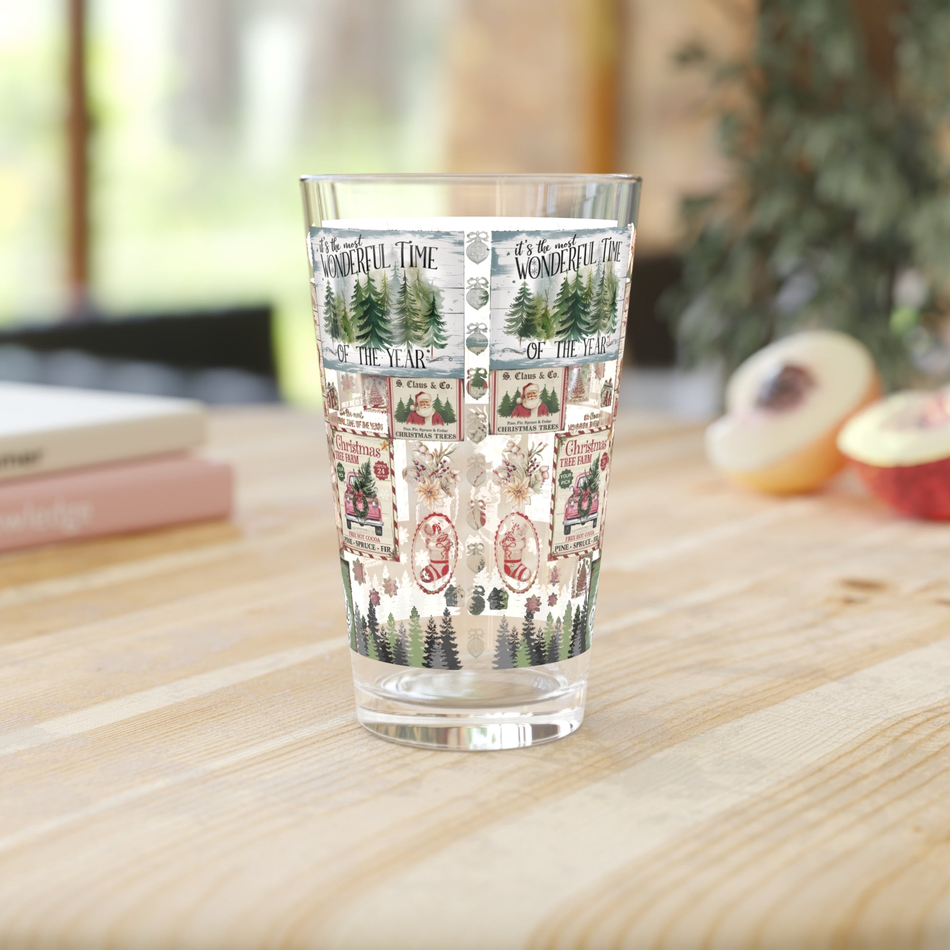 Vintage Christmas Stamps 16oz Pint Glass – Festive Holiday Drinkware, Perfect for Eggnog and More! Unique Gift for Christmas Celebrations Home Decor  Perfect for Parties - MRSBYVALLE