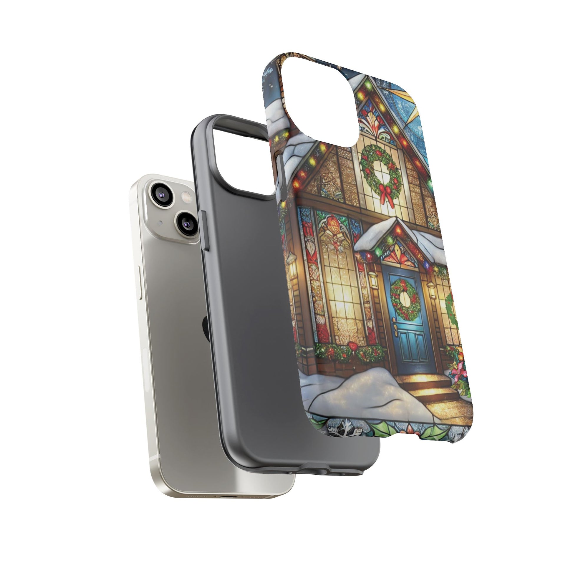 Stain Glass Christmas Phone Case Unique Holiday Protection for Your Device | Stylish & Durable Cover Gift for Her Phone 15, Samsung iPhone Samsung Accessory Gift for Her
