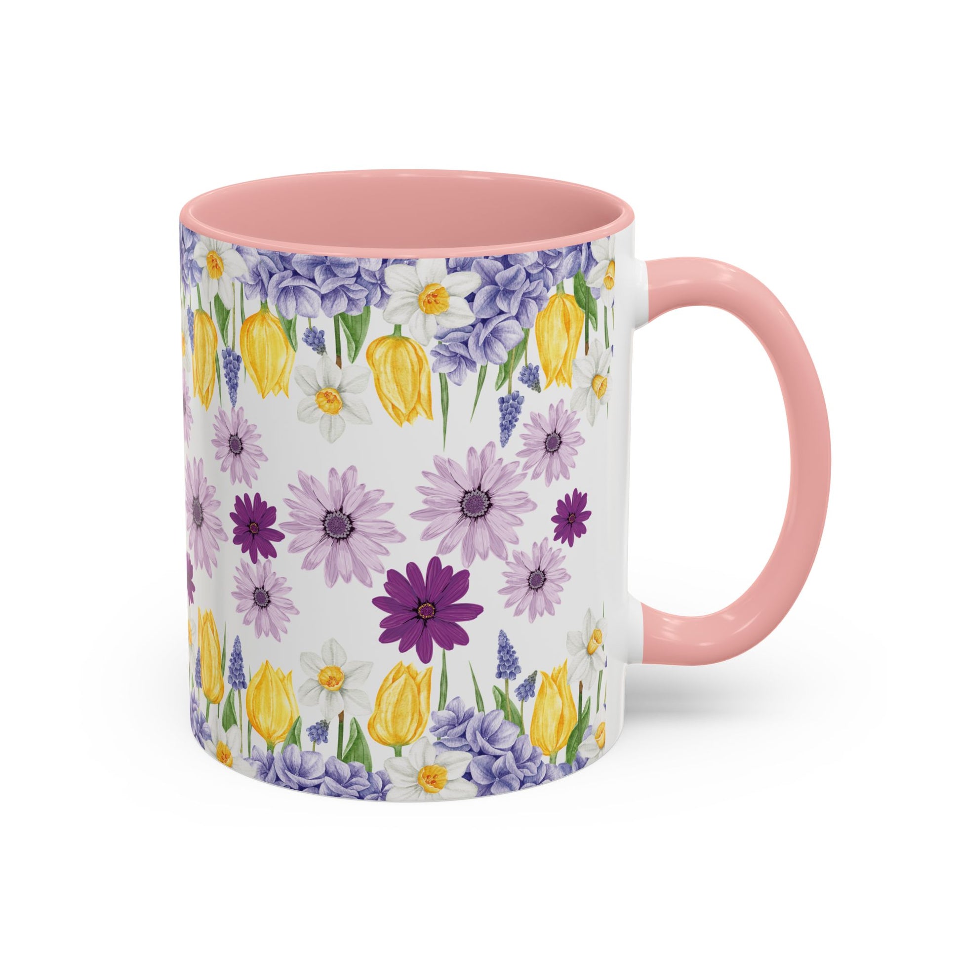 Botanical Floral Mug  Lavender & Yellow Flowers, Ceramic 11oz & 15oz Cup, Ideal Gift for Coffee Lovers, Mother's Day, or Cozy Spring Mornings