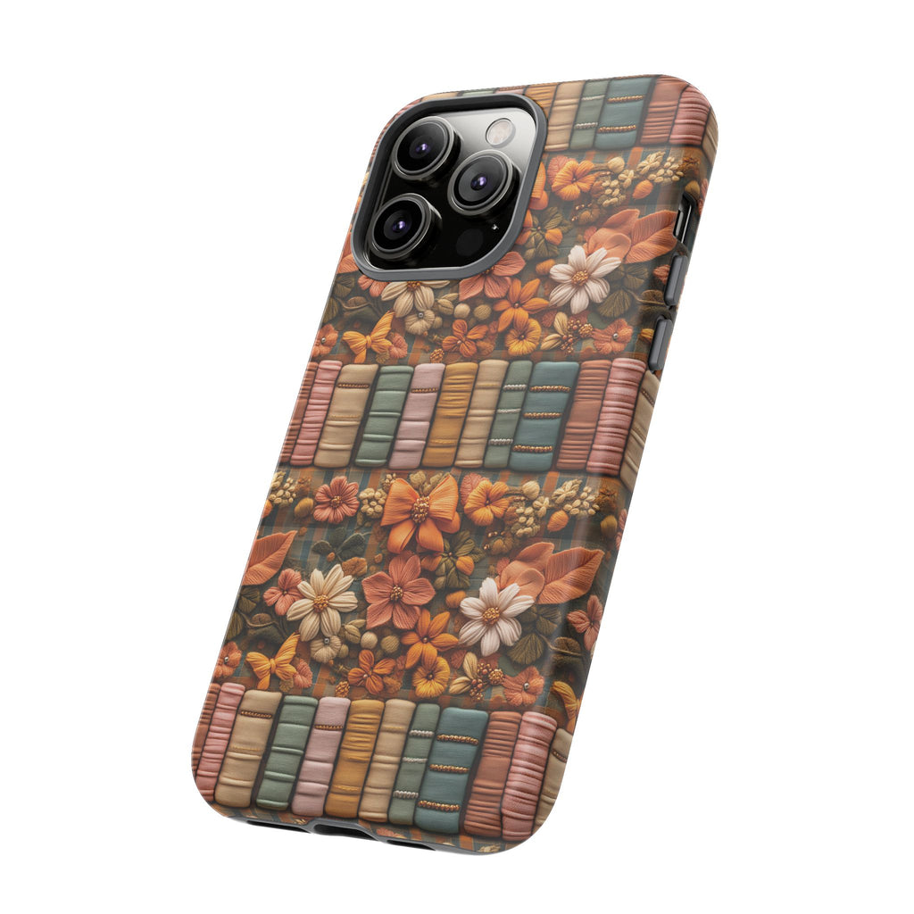 3D Illusion Boho Floral and Books Phone Case Gift for Her Phone 15, Samsung iPhone Samsung Gift for Her Case iPhone 15, Samsung iPhone Samsung Accessory Gift for Her