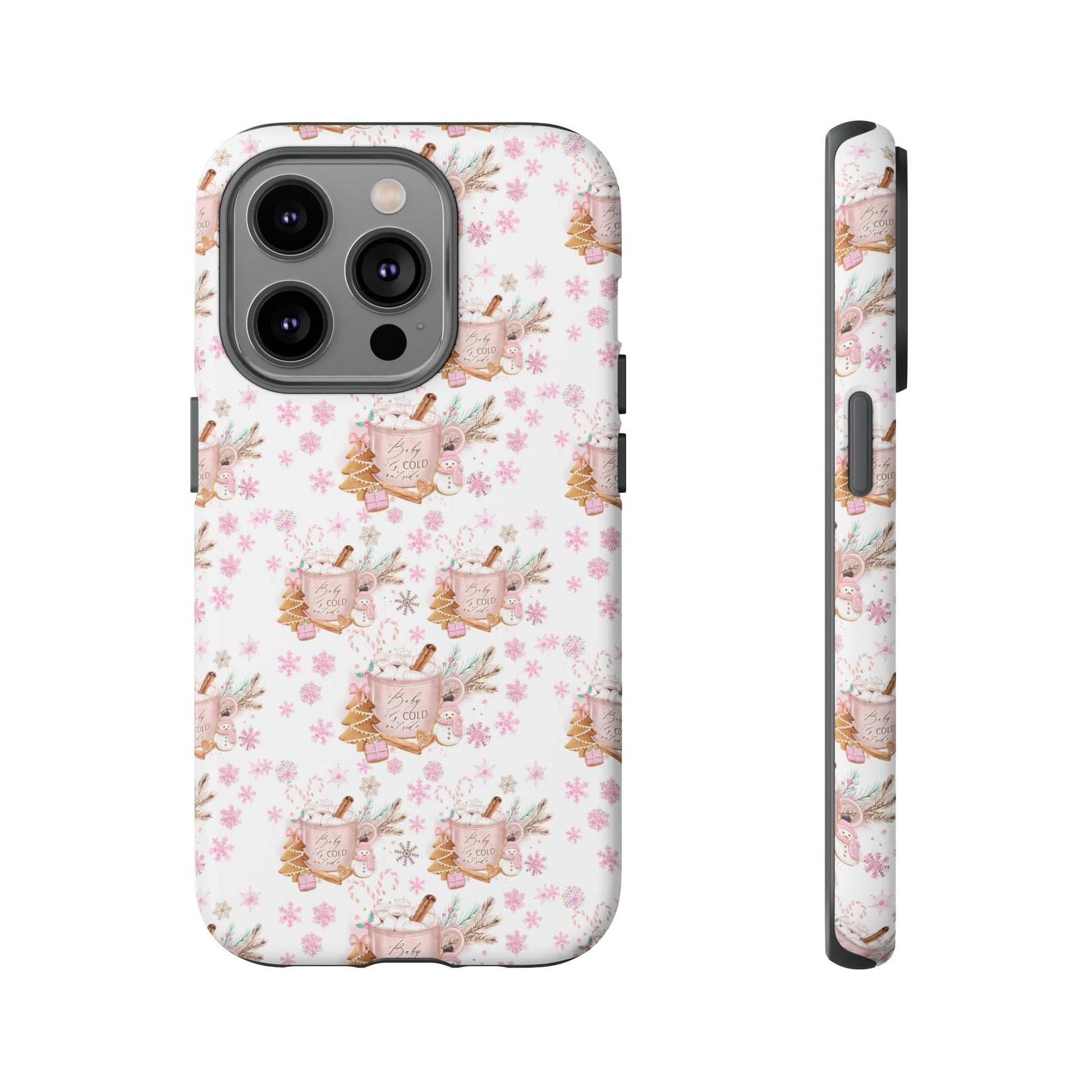 Baby it's Cold Outside Pink and White Phone Case Unique Holiday Protection for Your Device | Stylish & Durable Cover Gift for Her Phone 15, Samsung iPhone Samsung Accessory Gift for Her