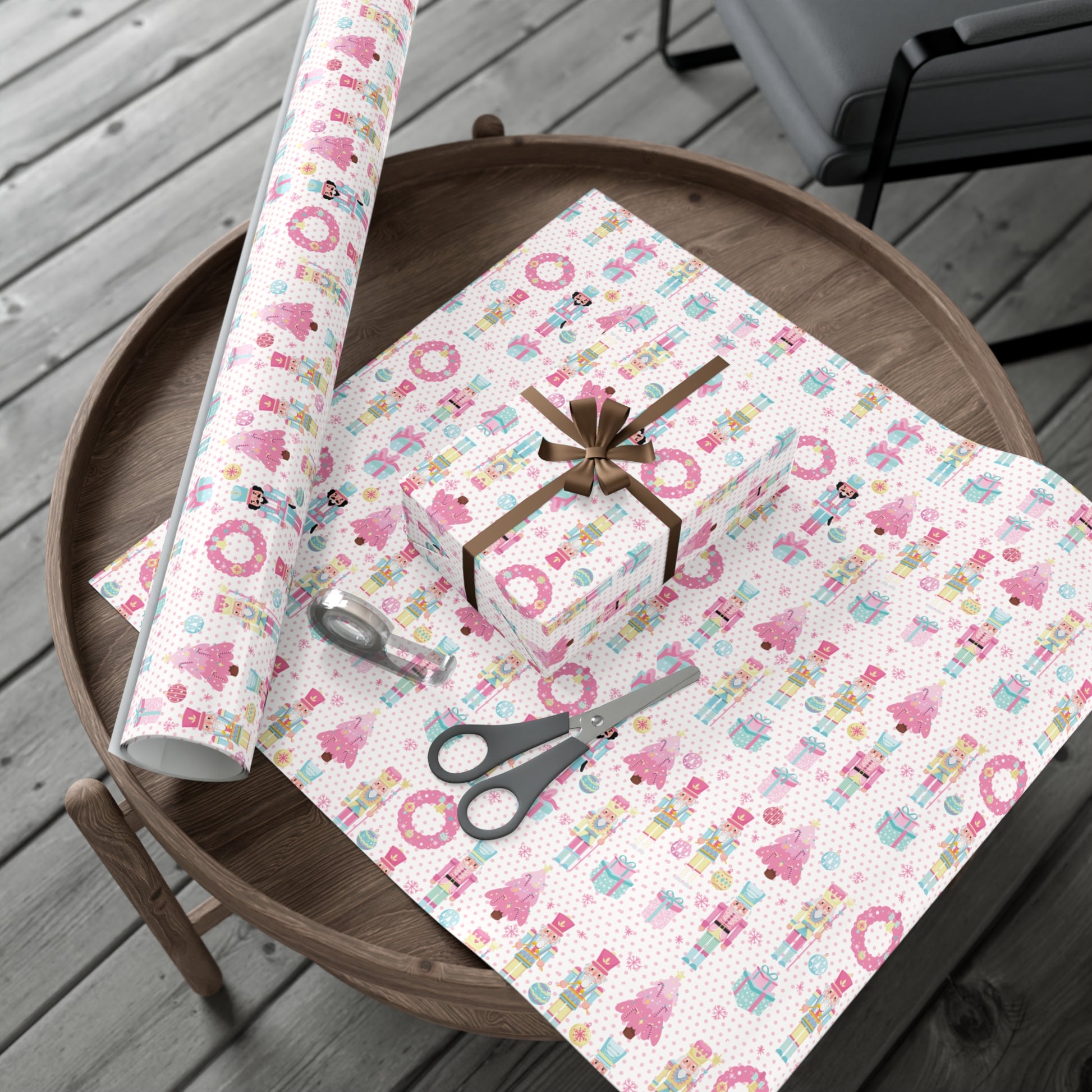 Pink Christmas Nutcrackers Wrapping Paper | Vibrant Seasonal Blooms | Perfect for Thanksgiving, Birthdays, Special Occasions | Premium Quality Gifts Moms - MRSBYVALLE