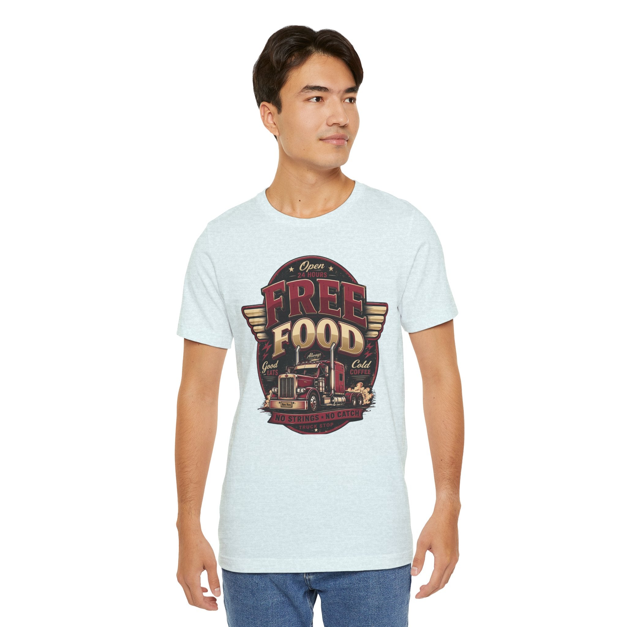T-shirt humoristique « Free Food » pour camion de cuisine, parfait pour papa ou mari