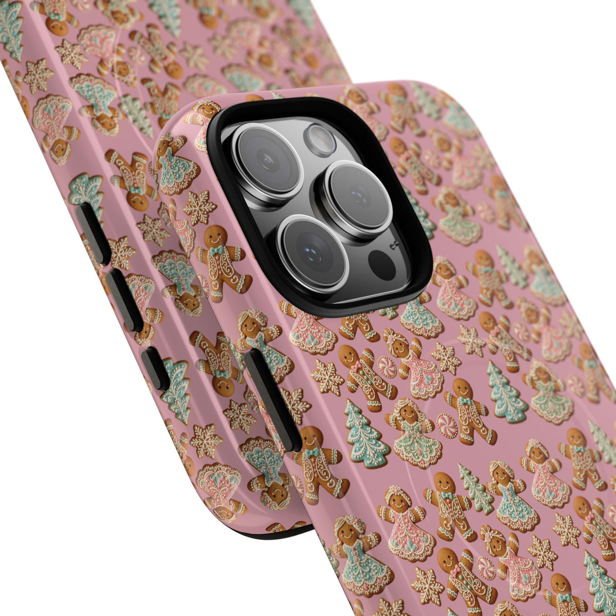 Phone Case — Pink Gingerbread Cookies Pattern Tough Magnetic Case