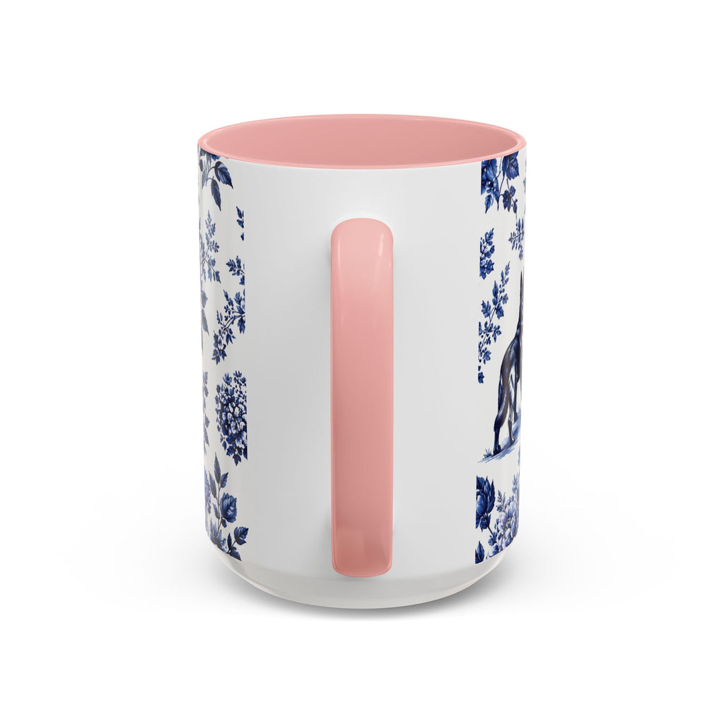 Elegant German Shepherd Floral Mug | Luxury Blue Toile Coffee Mug 11/15oz Accent Ceramic