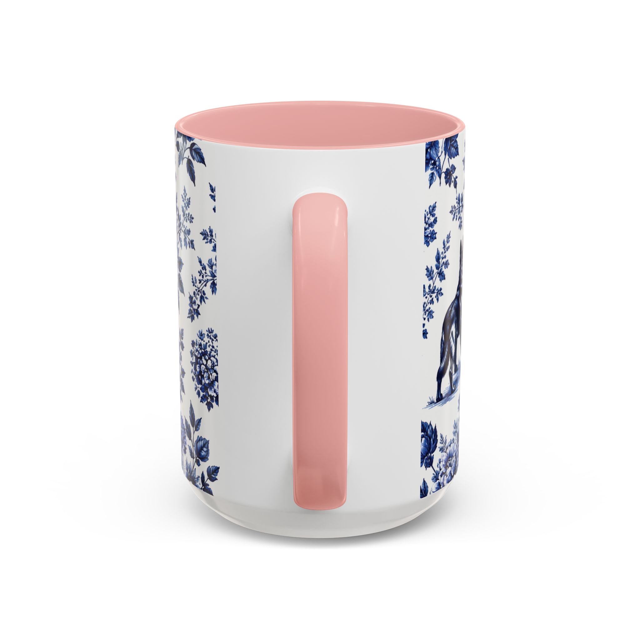 Elegant German Shepherd Floral Mug | Luxury Blue Toile Coffee Mug 11/15oz Accent Ceramic