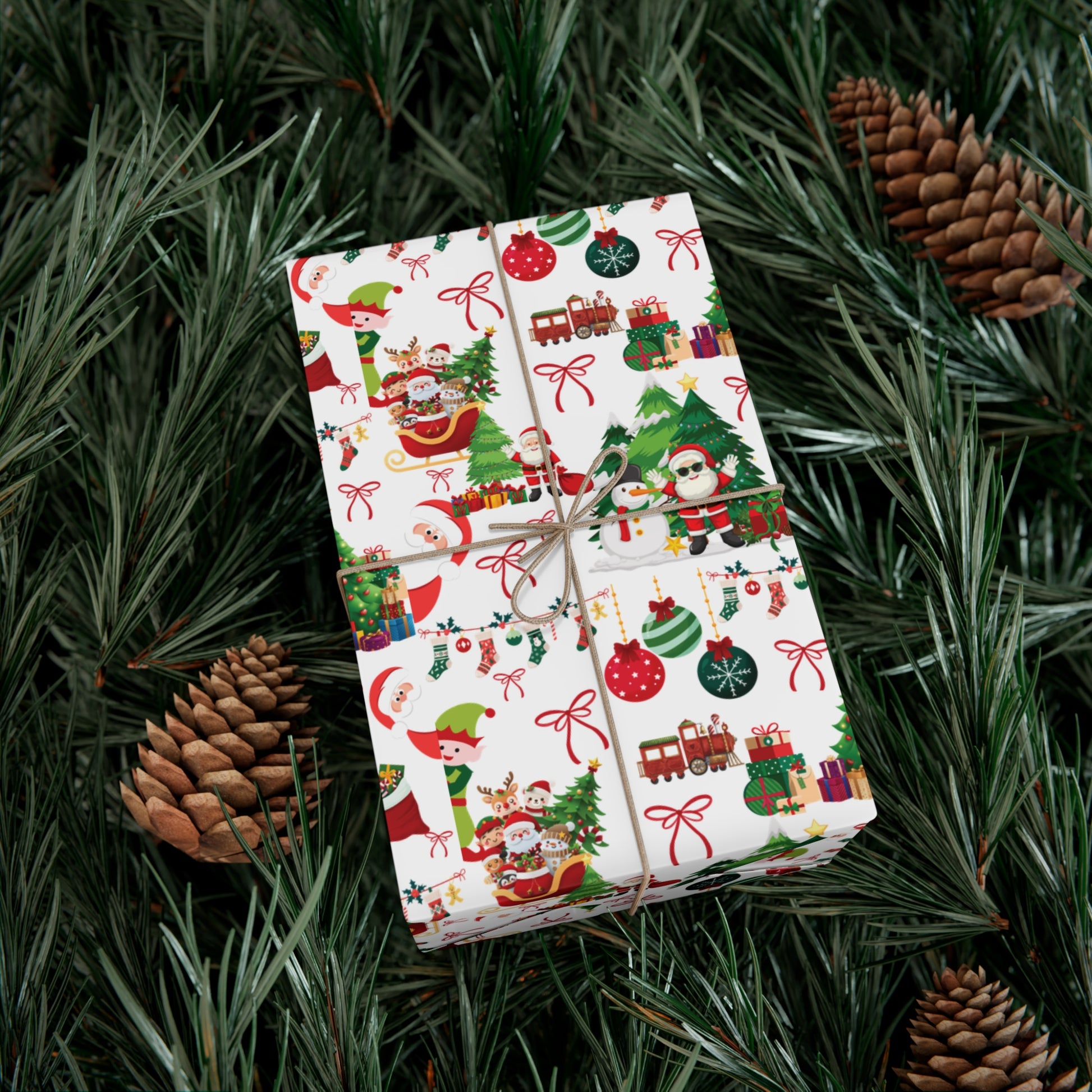 Fun Santa Christmas Theme Wrapping Paper Premium Festive Gift Wrap Roll, Classic Holiday Design, Great for Presents, Durable, Vibrant, and Perfect for Seasonal Gifting