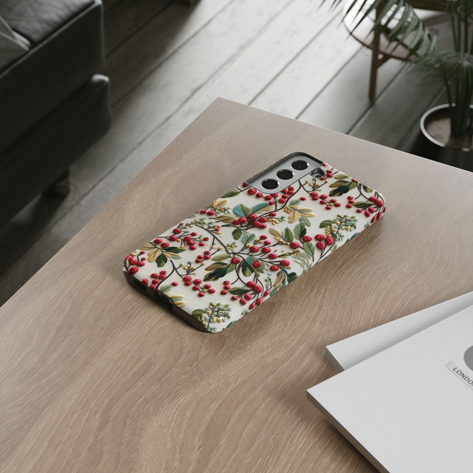 Holly Christmas Wildflowers Boho Chic Design Phone Case - Stylish, Protective Cover for All Models Gift for Mom Accessory Gift for Her