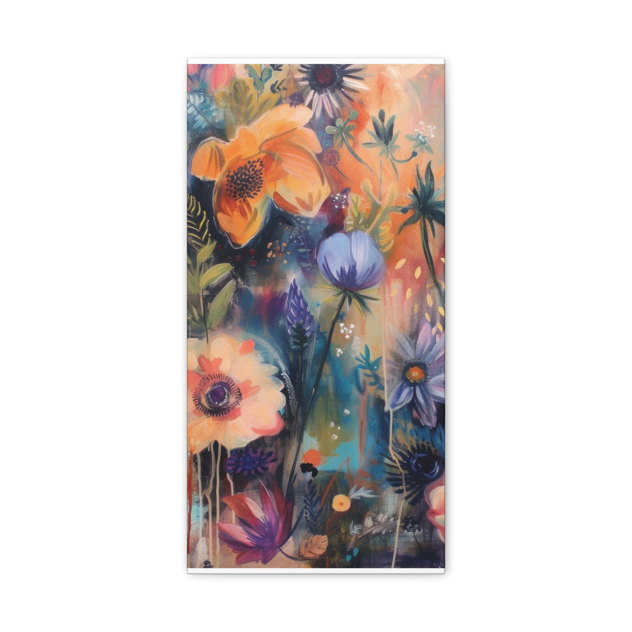 Boho Floral Wall Art Matte Canvas Stretched, Vibrant Botanical Design, Perfect for Living Room, Bedroom, or Office Decor, Adds a Stylish Touch to Any Space1.25" - MRSBYVALLE