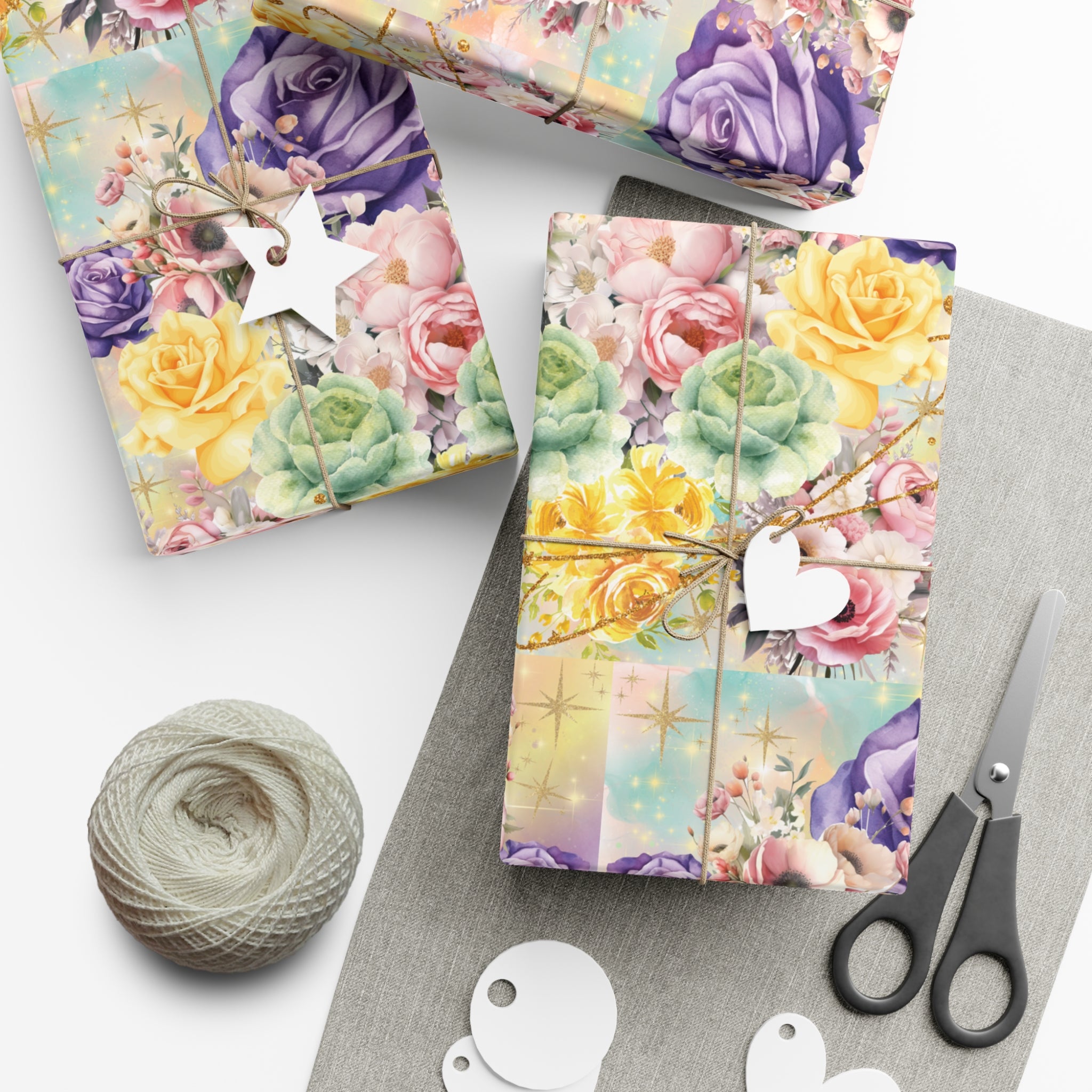 Pastel Floral Wrapping Paper | Vibrant Seasonal Blooms | Perfect for Birthdays, Special Occasions | Premium Quality Gifts Moms Weddings
