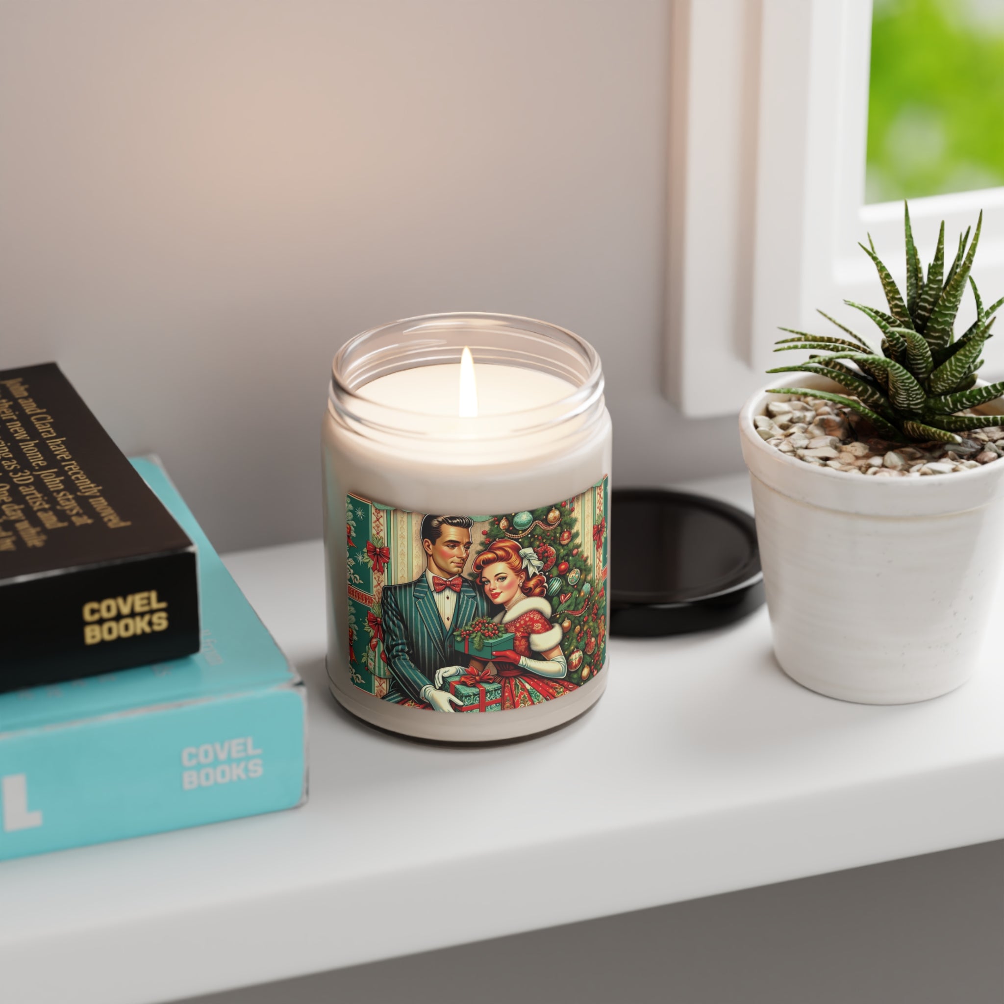 Retro Radiance Candle 50s Franciscan Diamond Starburst Kitsch Christmas Card Art Perfect for Relaxation Home Ambiance Scented Soy Candle, 9oz, Wedding, Bridal Shower, Mother's Day Gift Housewarming Gift - MRSBYVALLE