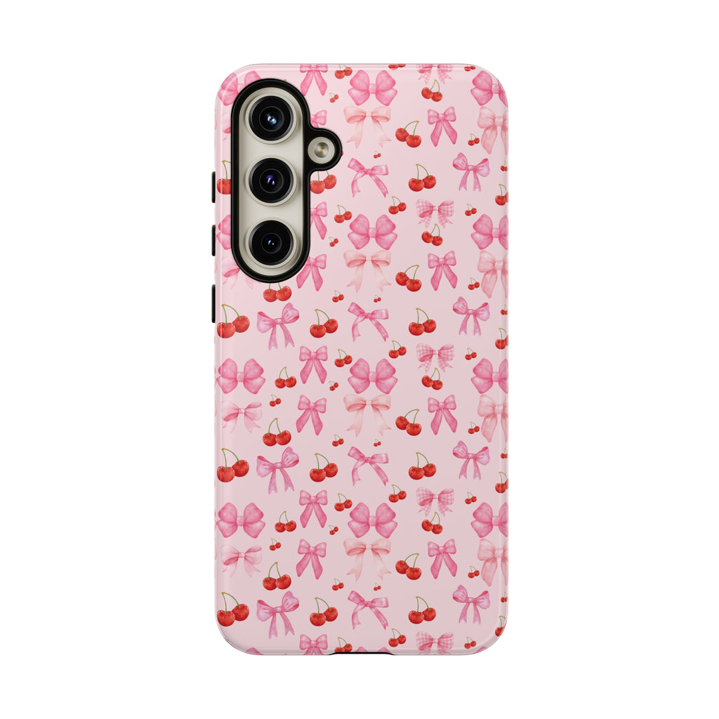 Coquette phone case Cherry Coquette Ribbon Bow iPhone Case Fruity, Girly Gift for Her Phone 15, Samsung iPhone Samsung Gift for Her Case iPhone 15, Samsung iPhone Samsung Accessory Gift for Her.
