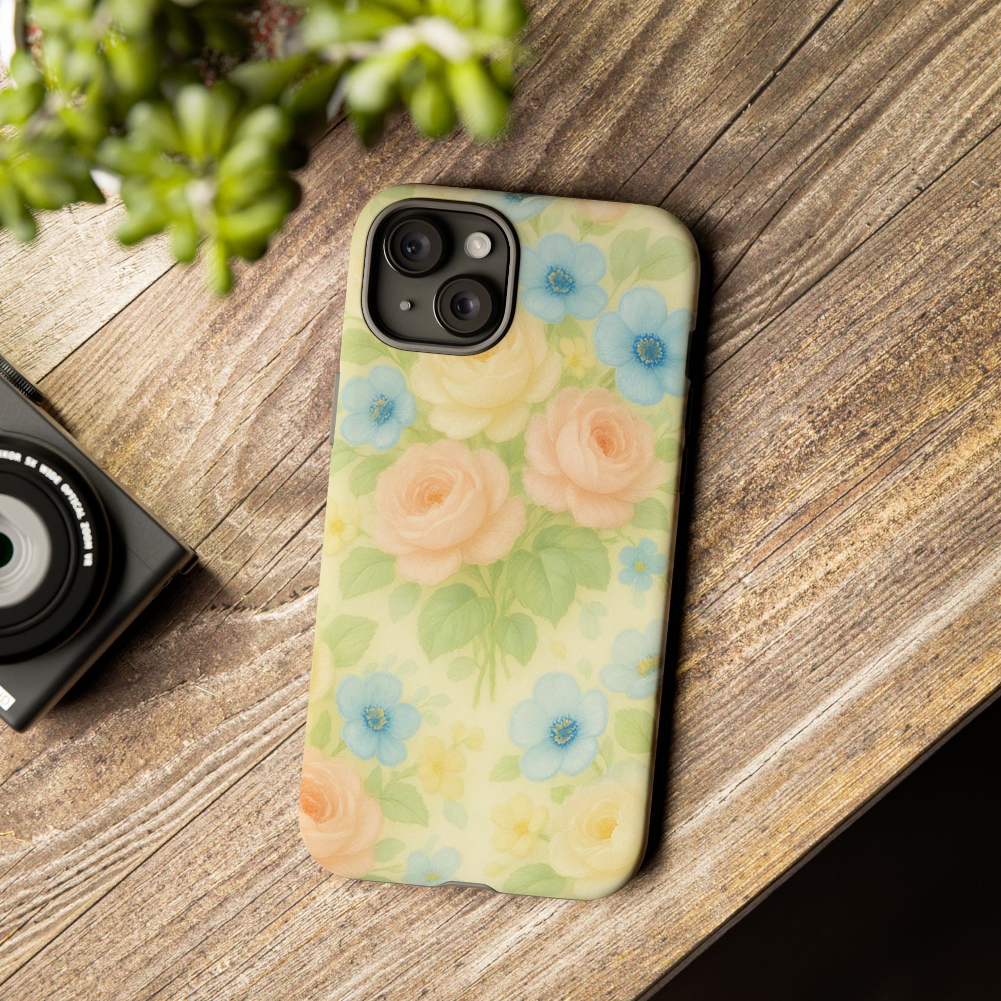 Pastel Yellow Vintage Floral Phone Case  Romantic Cottagecore Aesthetic, Soft Botanical Design, Protective Gift for Her, Fits iPhone & Samsung Models