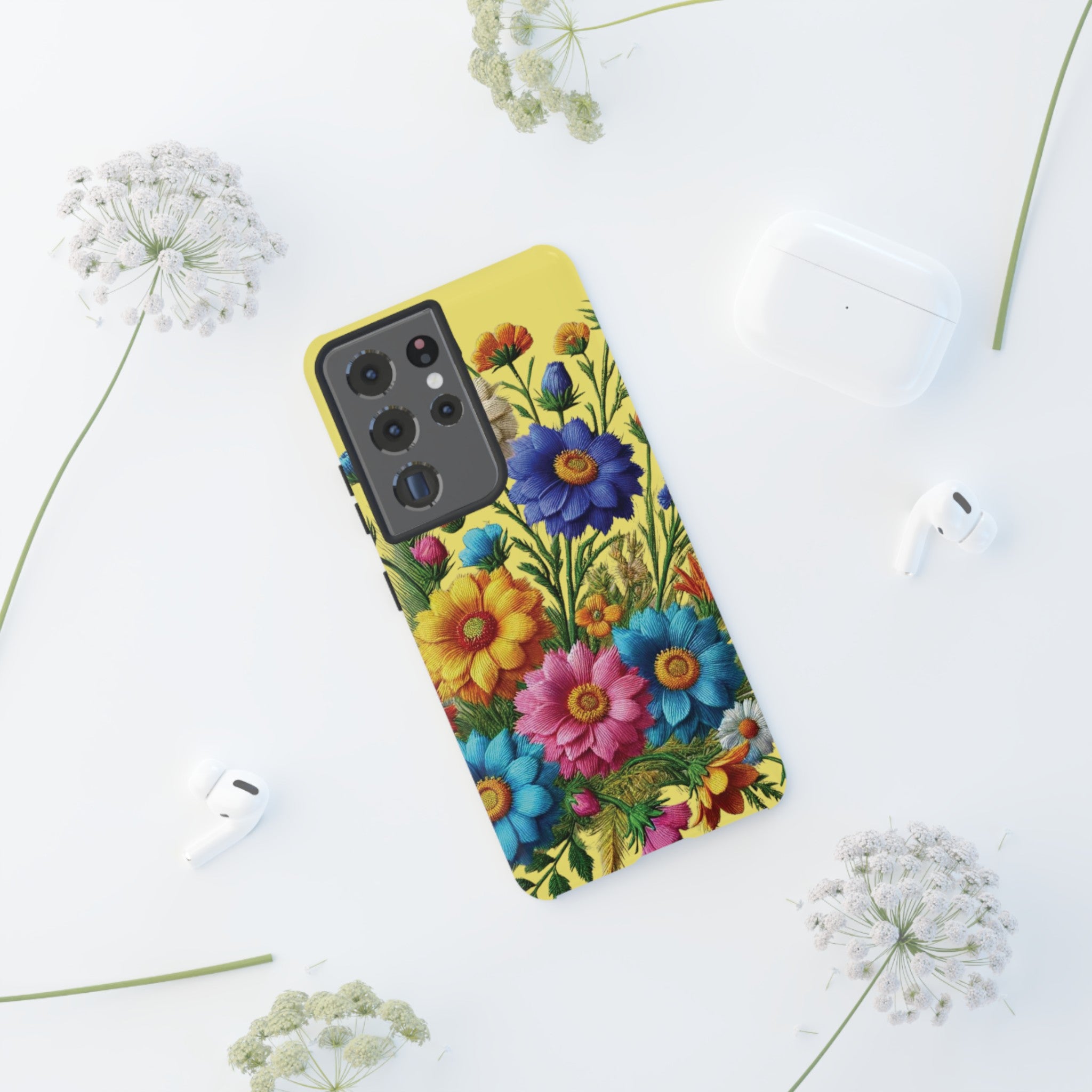 Phone Case Yellow Bright Floral Protective Phone Case Gift for Her Phone 15, Samsung iPhone Samsung  iPhone 15, Samsung iPhone Samsung Accessory Gift for Her