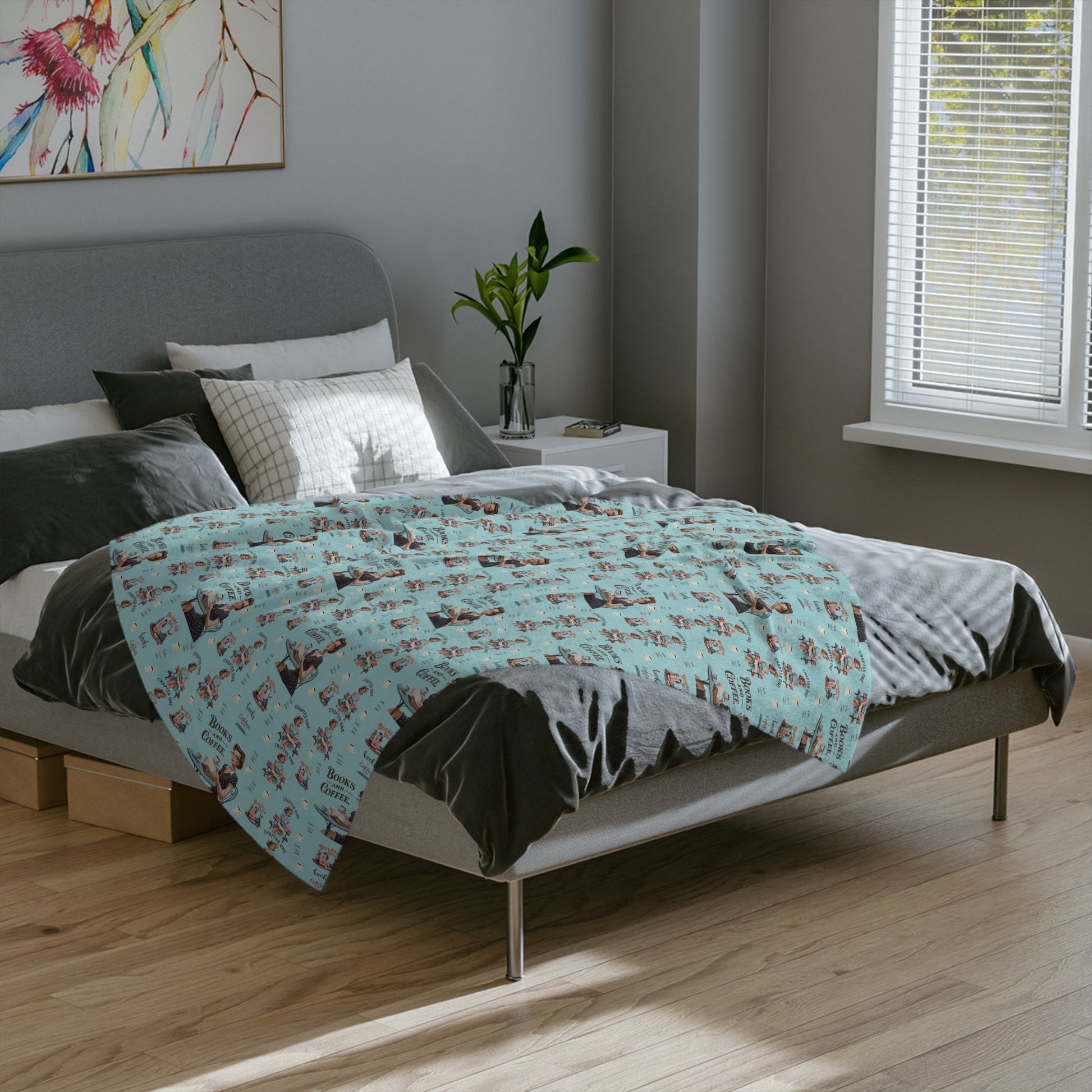 Books and Coffee Retro 50s Minky Blanket Throw Ultra-Soft Minky Blanket Cozy Comfort Blanket Elegant Home Decor Plush Microfiber for Maximum Comfort Blanket, Perfect for Snuggling Decor, Cozy All-Season Warmth, Housewarming Gift Throw - MRSBYVALLE