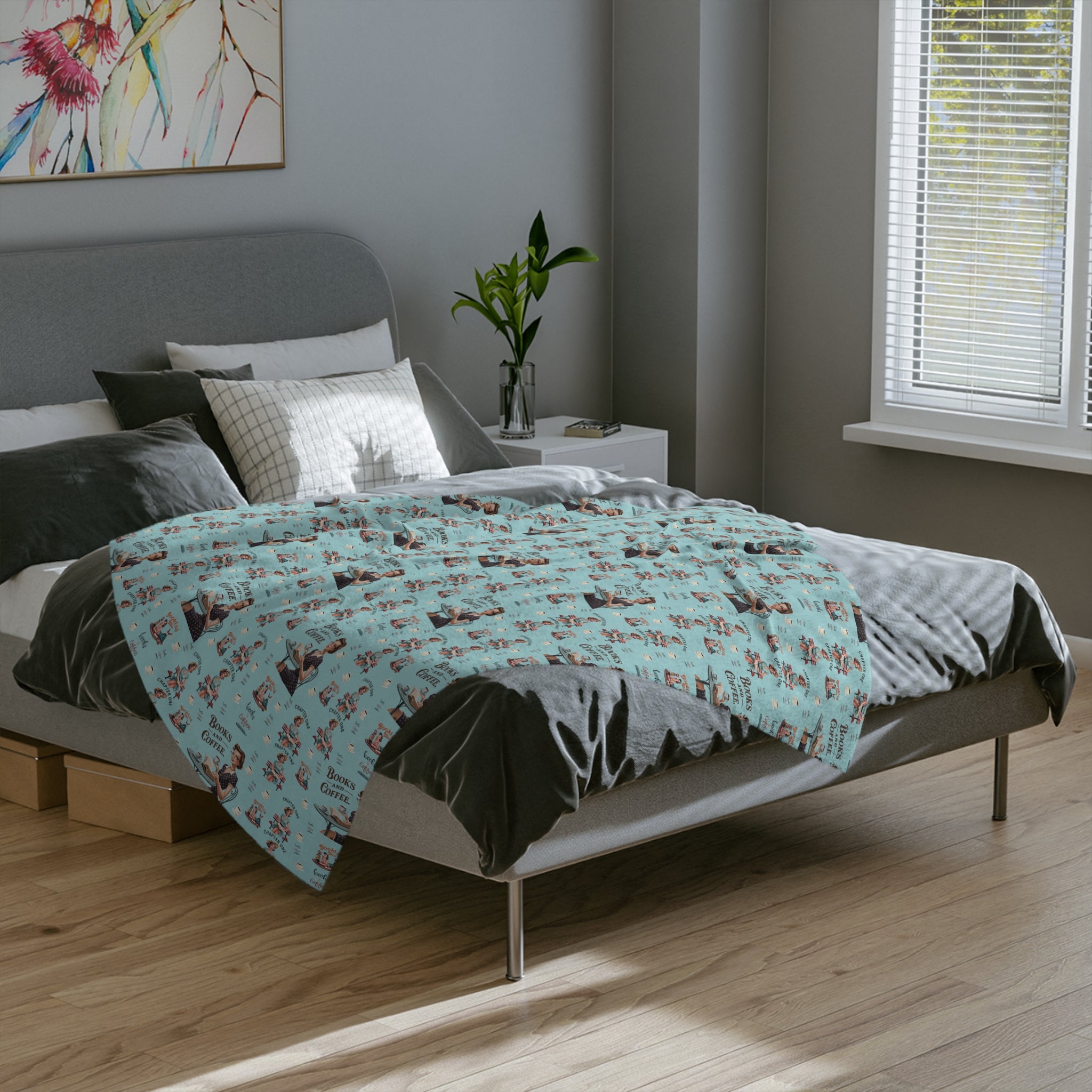 Books and Coffee Retro 50s Minky Blanket Throw Ultra-Soft Minky Blanket Cozy Comfort Blanket Elegant Home Decor Plush Microfiber for Maximum Comfort Blanket, Perfect for Snuggling Decor, Cozy All-Season Warmth, Housewarming Gift Throw - MRSBYVALLE