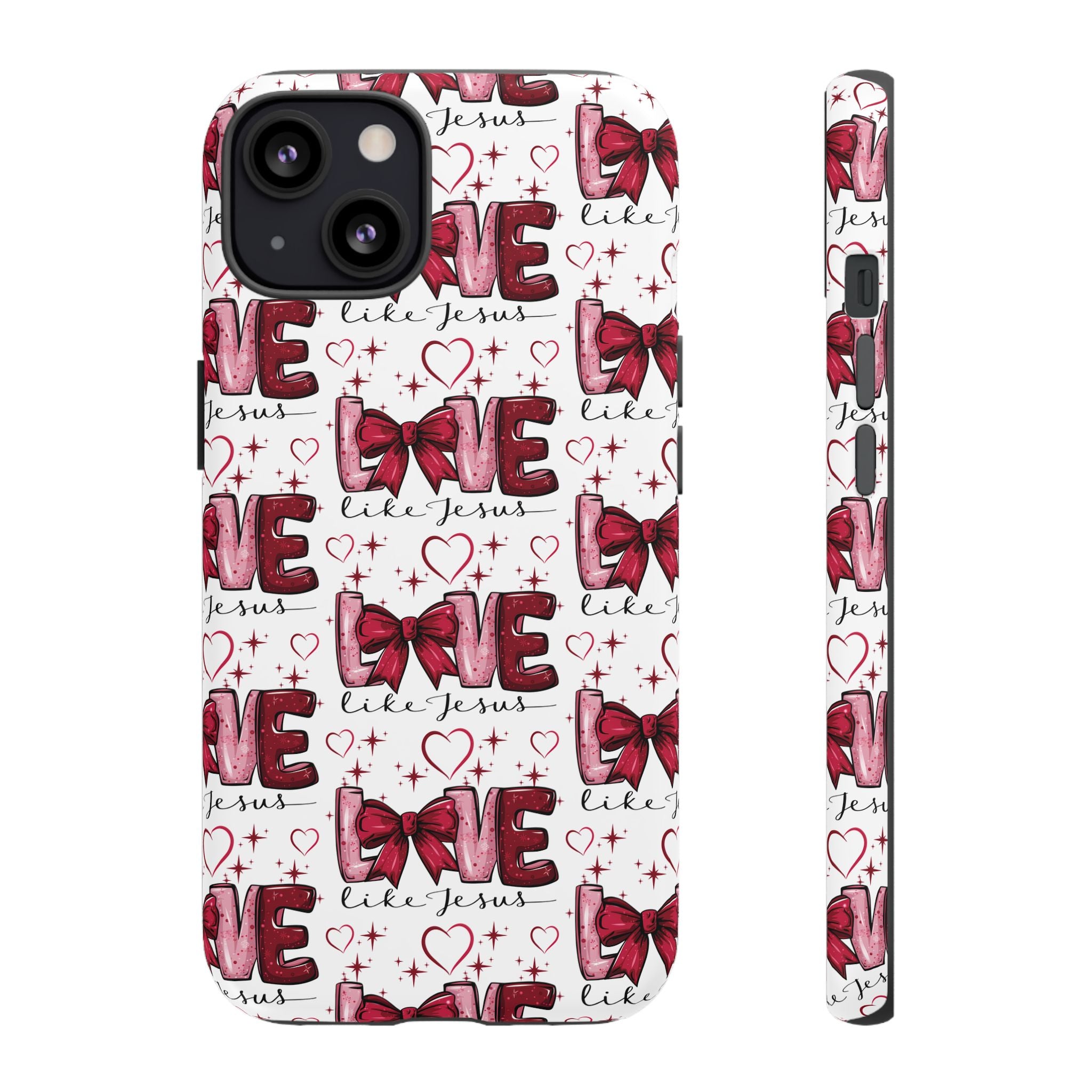 Love Like Jesus Red Bows and Hearts—Tough, Faithful Phone Cases & Religious iPhone Accessories: Protect Your Device & Show Your Faith