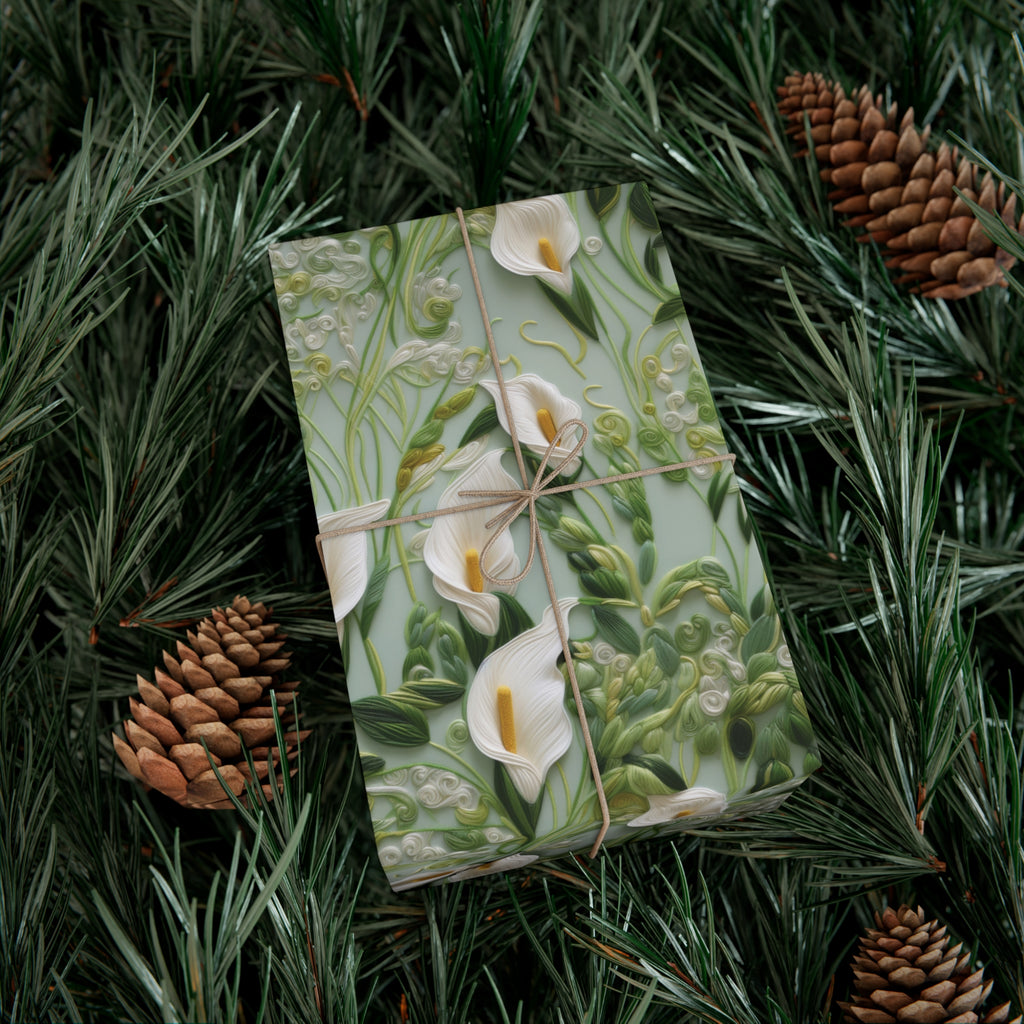 Elegant Calla Lily Wrapping Paper Beautiful Floral Design for Christmas, Birthdays & Special Occasions | Premium Gift Wrap for Nature Lovers Luxurious - MRSBYVALLE