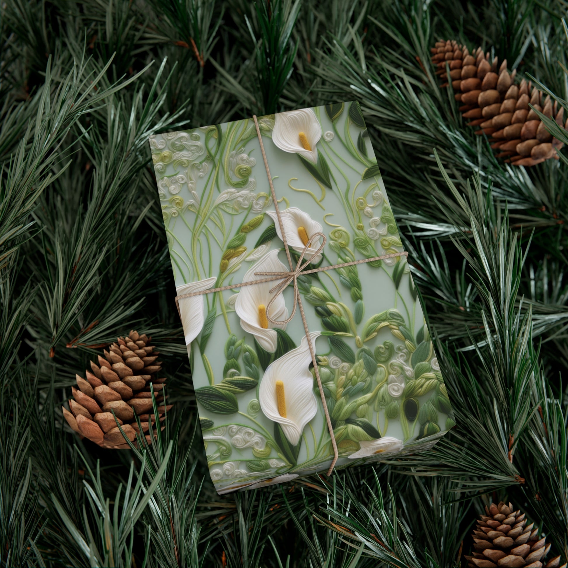Elegant Calla Lily Wrapping Paper Beautiful Floral Design for Christmas, Birthdays & Special Occasions | Premium Gift Wrap for Nature Lovers Luxurious - MRSBYVALLE