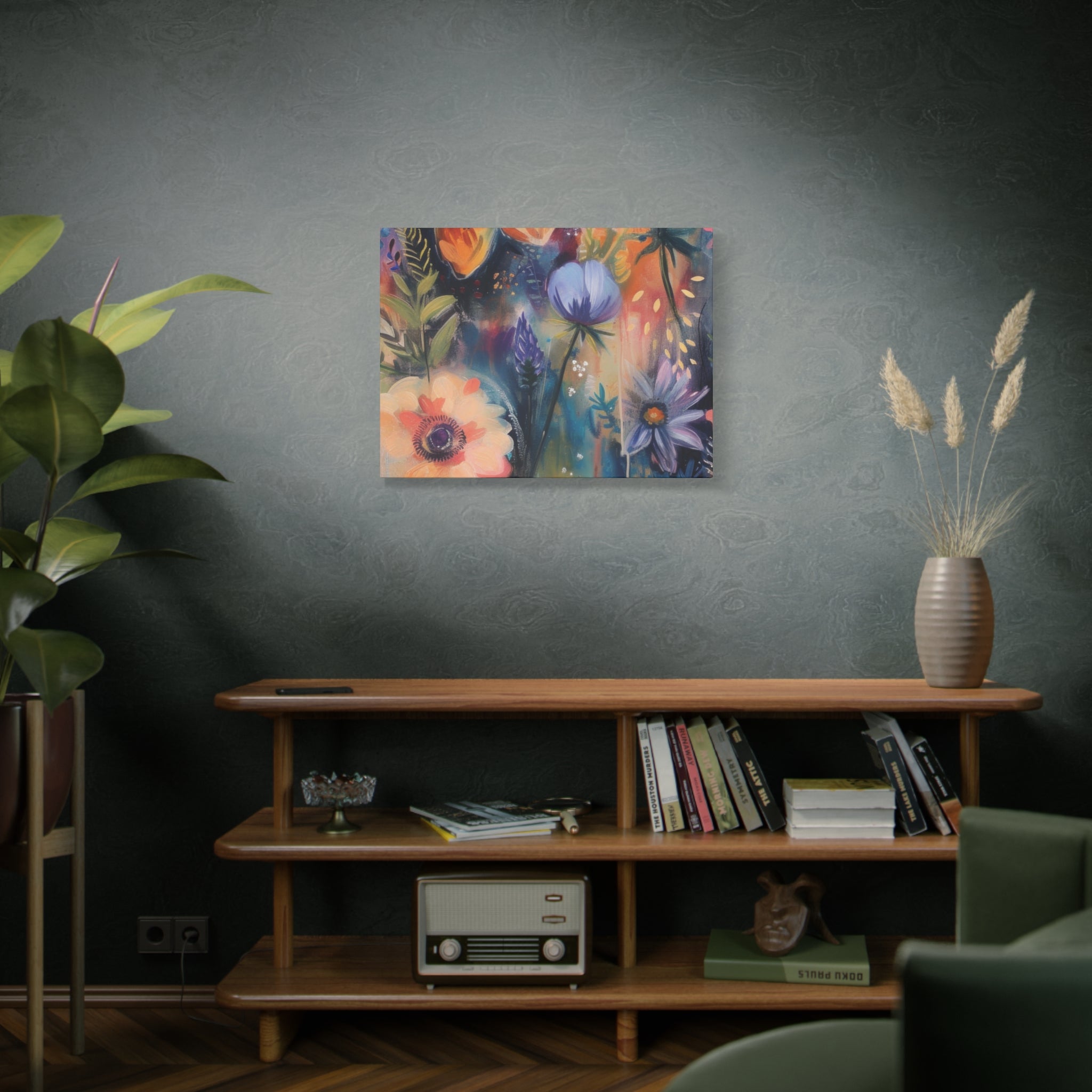 Boho Floral Wall Art Matte Canvas Stretched, Vibrant Botanical Design, Perfect for Living Room, Bedroom, or Office Decor, Adds a Stylish Touch to Any Space1.25" - MRSBYVALLE