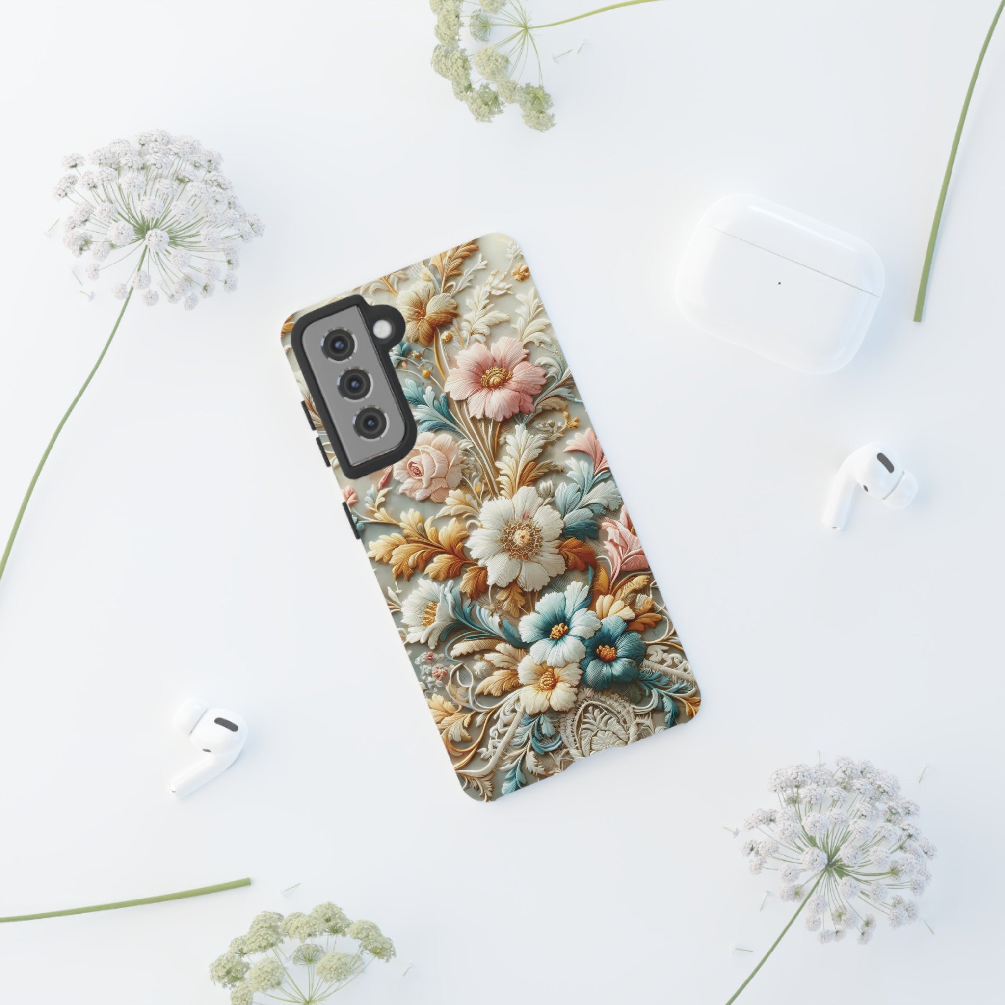 3D Elegant Faux Flowers Phone Case Stylish & Durable for iPhone Samsung Gift iPhone 15, 14, 13 Samsung Pixel Gift for Mom Accessory Gift for Her