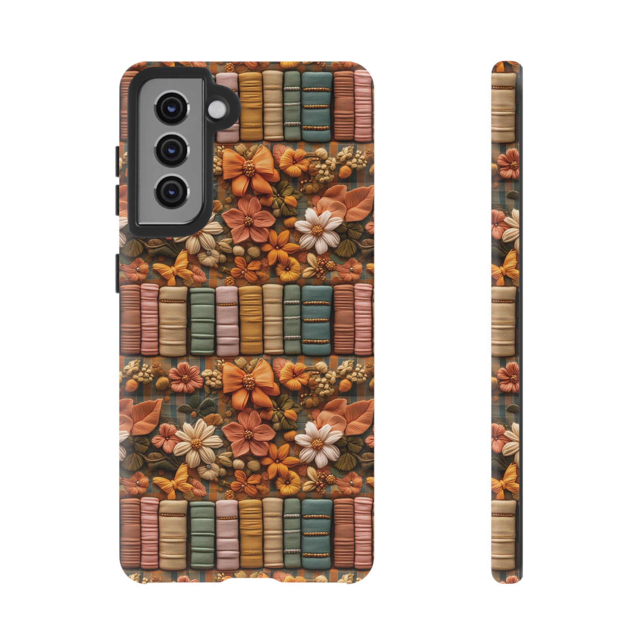 3D Illusion Boho Floral and Books Phone Case Gift for Her Phone 15, Samsung iPhone Samsung Gift for Her Case iPhone 15, Samsung iPhone Samsung Accessory Gift for Her