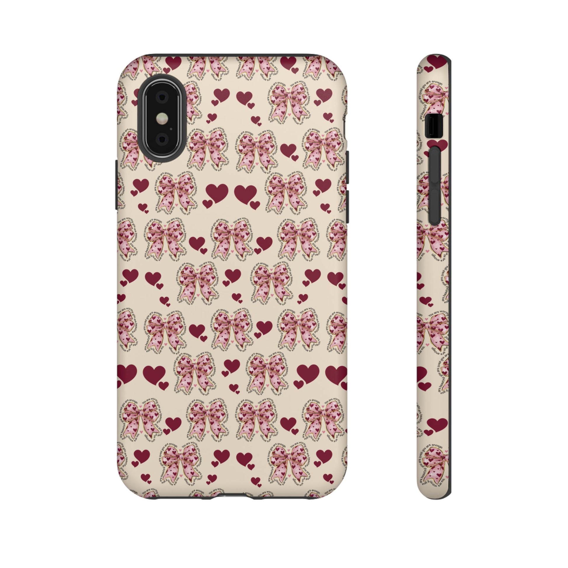 Charming Hearts & Pink Bows Phone Case Stylish & Durable Protection for Your Device | Scratch-Resistant, Slim Fit, and Lightweight Design for Everyday Use for iPhone & Android | Fresh Nature-Inspired Design!