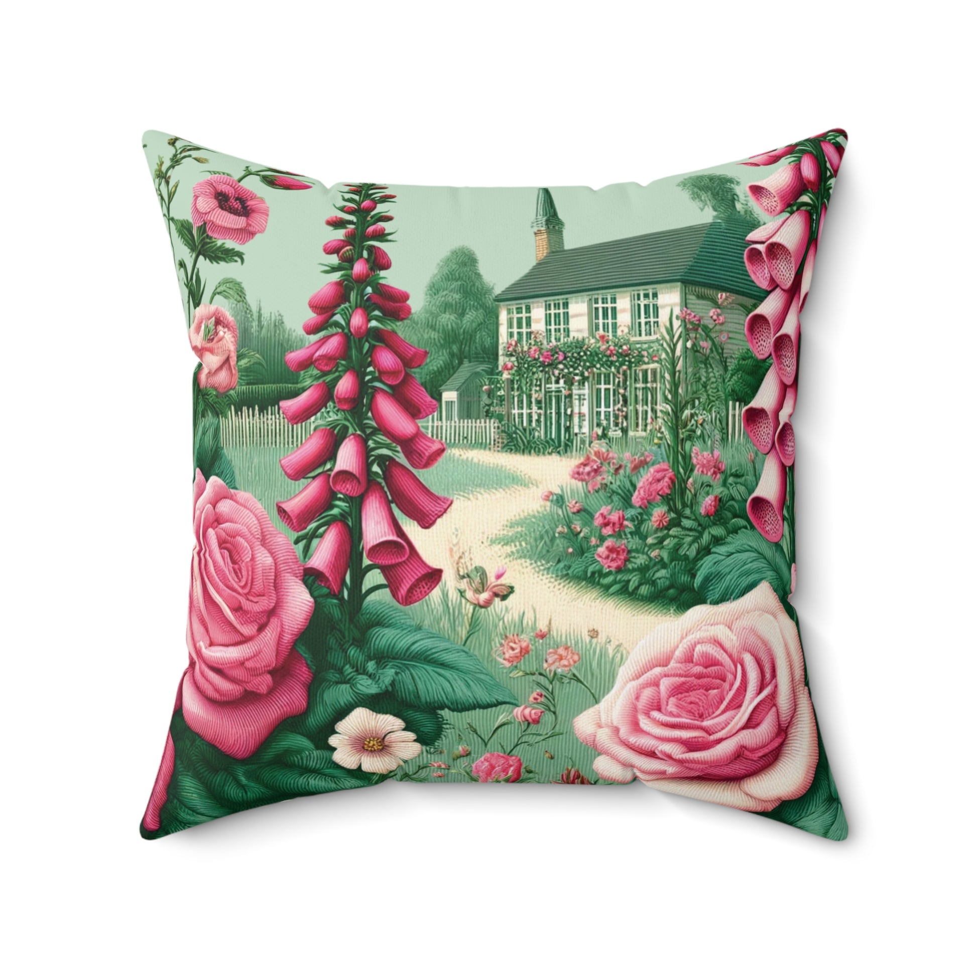 Vintage Garden Elegance: Shabby Chic Bold Pink Roses Pillow Country Cottage Garden Decor Bedroom Pillow Gift for Mom, Housewarming Gift Living Room Comfort for Bedroom or Housewarming Gift New House, Bridal Shower Gift - MRSBYVALLE
