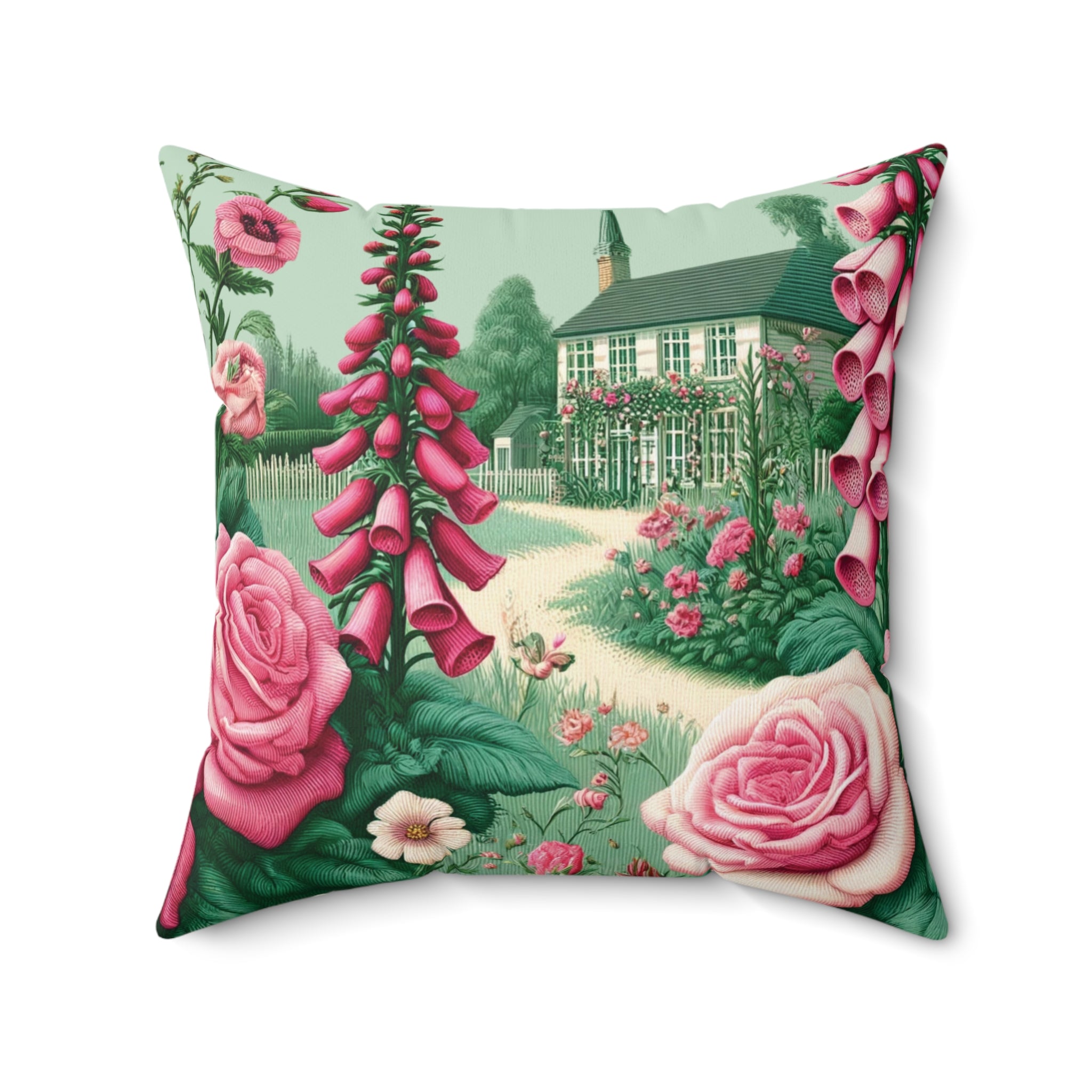 Vintage Garden Elegance: Shabby Chic Bold Pink Roses Pillow Country Cottage Garden Decor Bedroom Pillow Gift for Mom, Housewarming Gift Living Room Comfort for Bedroom or Housewarming Gift New House, Bridal Shower Gift - MRSBYVALLE