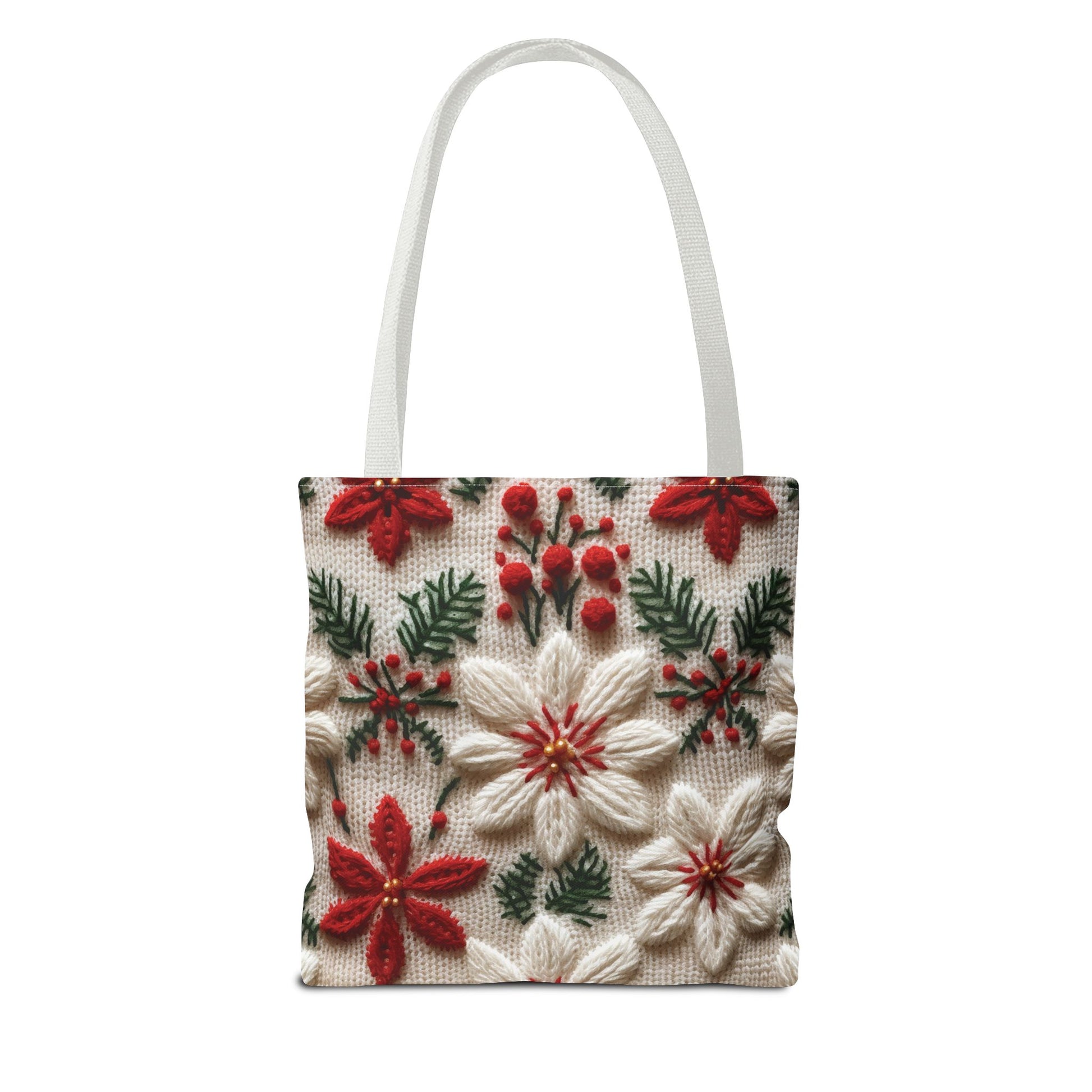 Festive Poinsettia Christmas Tote Stylish Holiday Bag for Shopping, Gifts, and Everyday Use - Durable, Reusable, and Perfect for Spreading Cheer This Holiday Season - MRSBYVALLE
