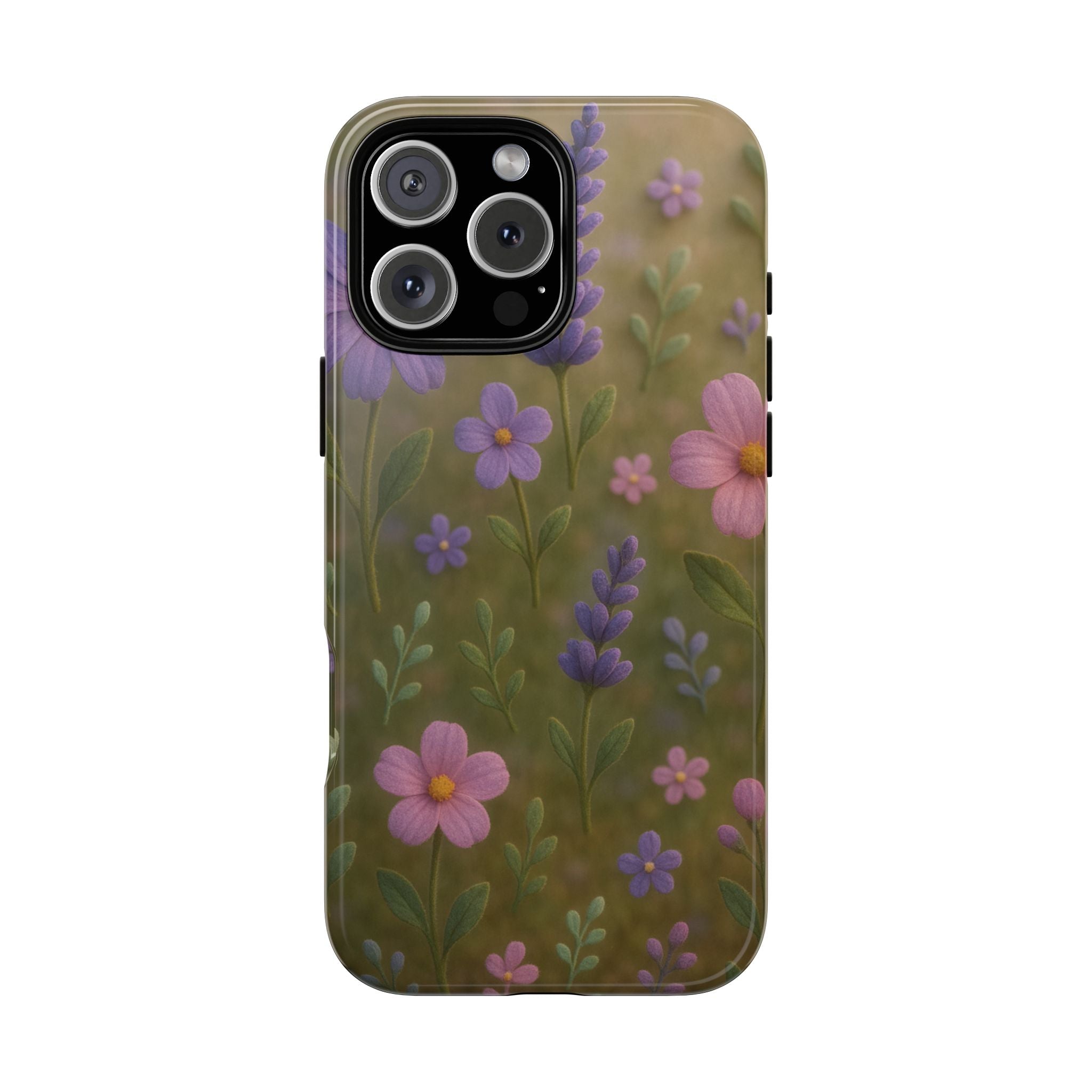 Pastel Flowers 3D Illusion Wildflower Phone Case Cute Pastel Floral Design in Lavender, Pink, Mint Green Aesthetic Protective Case for iPhone and  Android