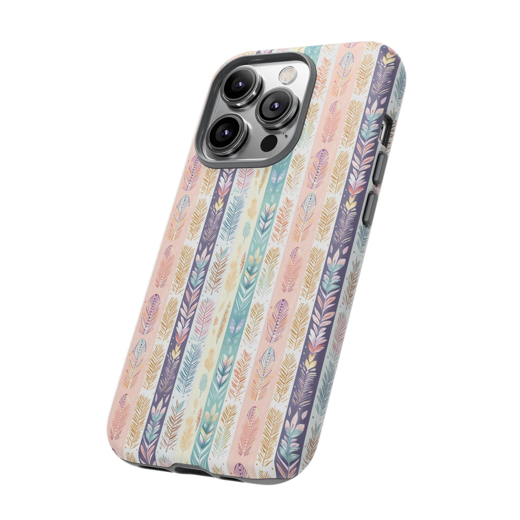 Coque de téléphone abstraite moderne aquarelle Plumes pastel bohème compatible avec iPhone, Samsung et plus - Protection élégante et durable avec un design artistique éclatant, cadeau parfait pour elle