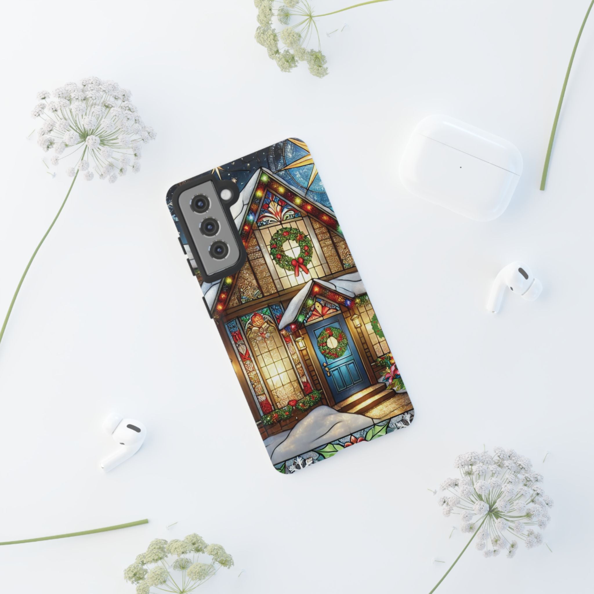 Phone Case - Stain Glass Christmas Unique Holiday Protection Gift for Her