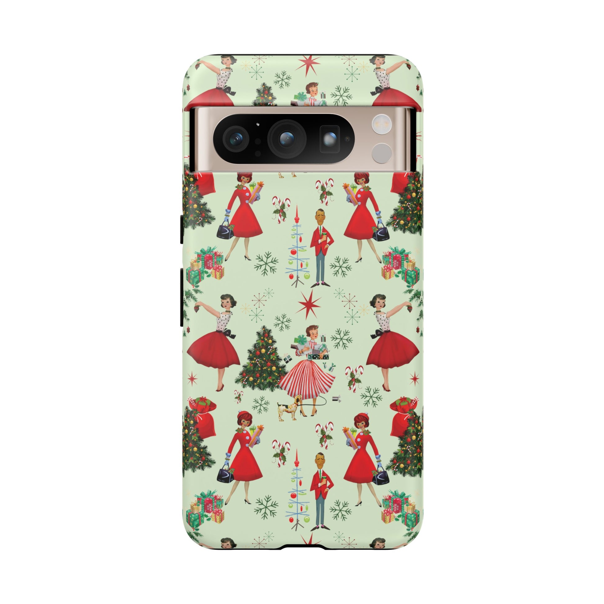 1950s Vintage Phone Case - Retro Christmas Design | Unique Holiday Protection for Your Device | Stylish & Durable Cover Gift for Her Phone 15, Samsung iPhone Samsung Accessory Gift for Her