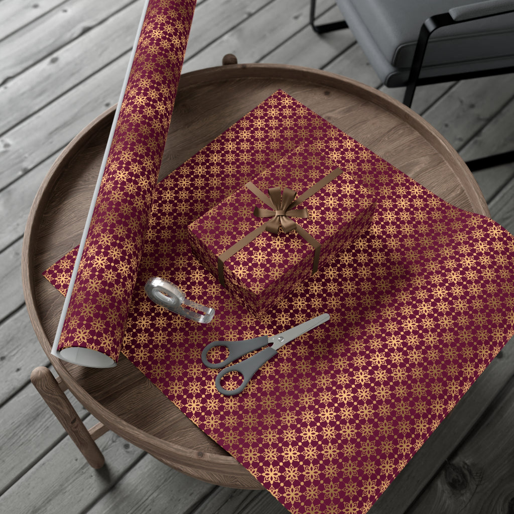Elegant Luxuries Burgundy Wrapping Paper with Gold Accents Perfect for Christmas Gifts, Weddings, & Special Occasions Premium Quality Gift Wrap for Luxurious Presentation - MRSBYVALLE