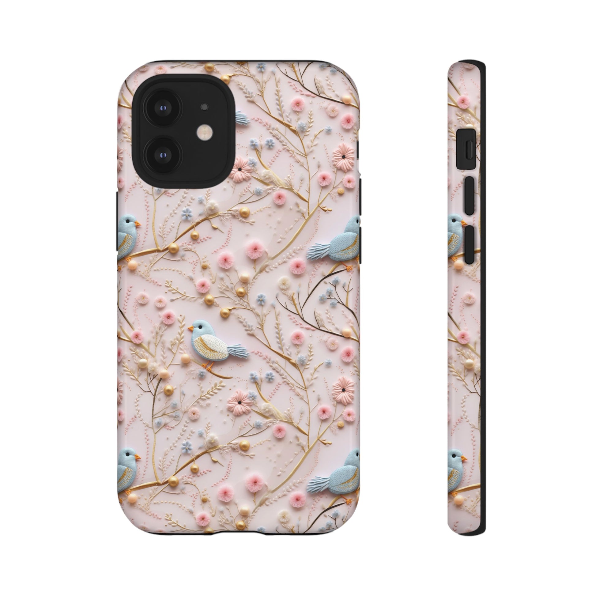 3D Birds Elegant Faux Flowers Phone Case Stylish & Durable for iPhone Samsung Gift iPhone 15, 14, 13 Samsung Pixel Gift for Mom Accessory Gift for Her