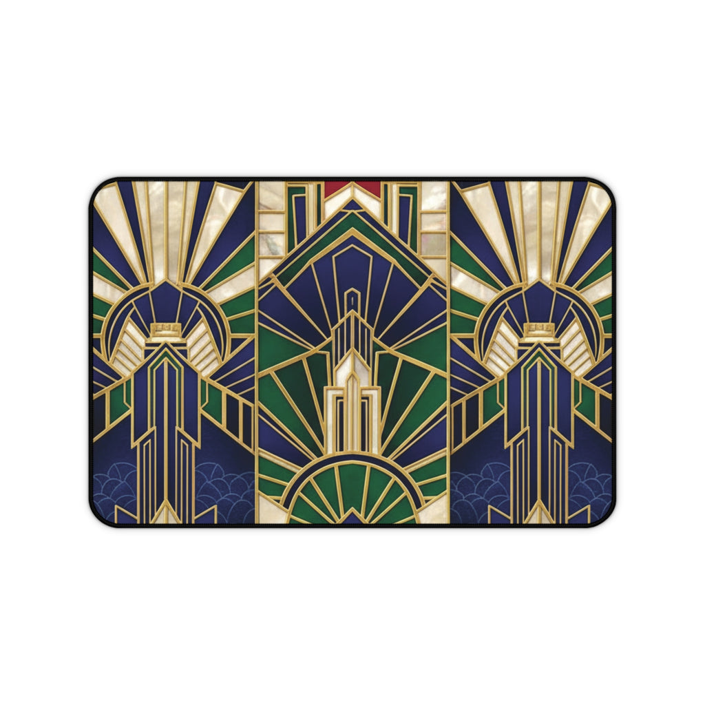 Imperial Art Deco Desk Mat – Gold & Navy Geometric Executive Pad