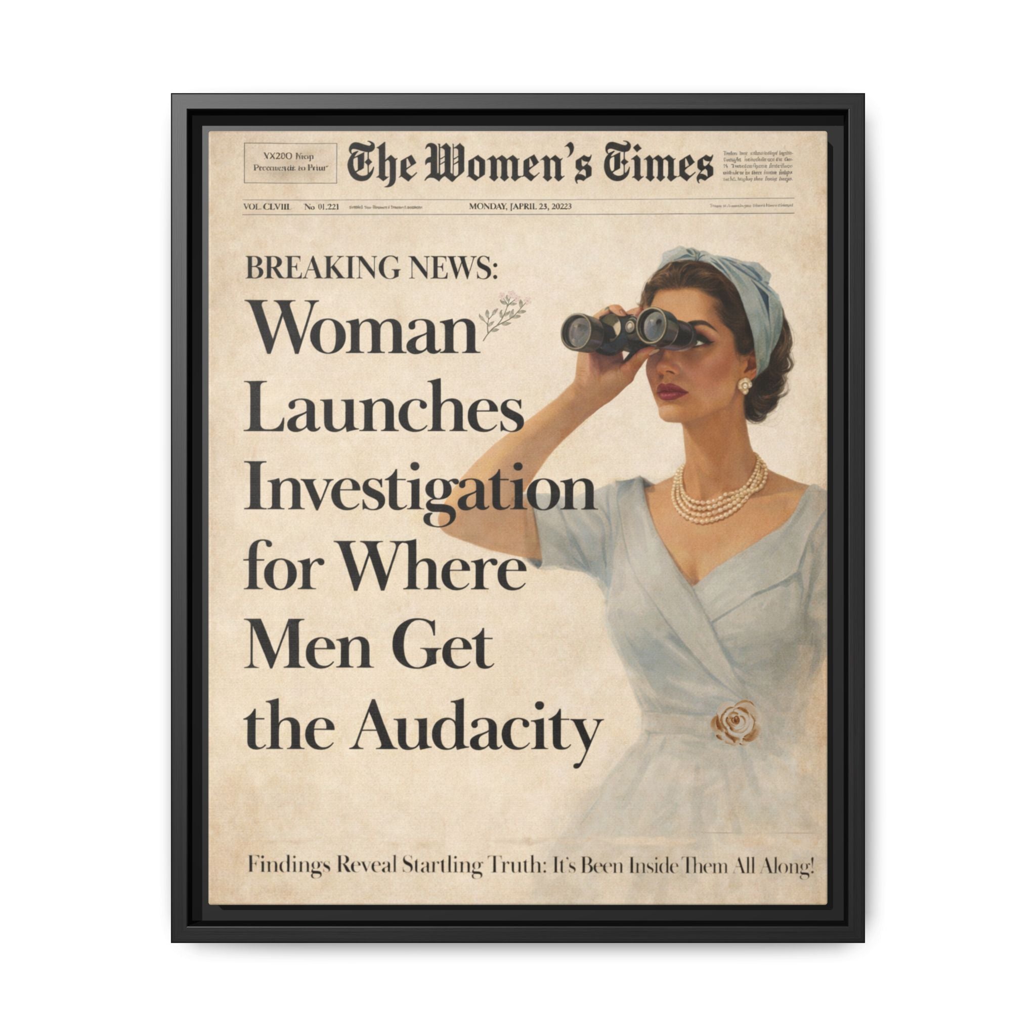 Vintage Funny Women's Retro Art Matte Canvas Framed — Retro Inspirational Wall Art