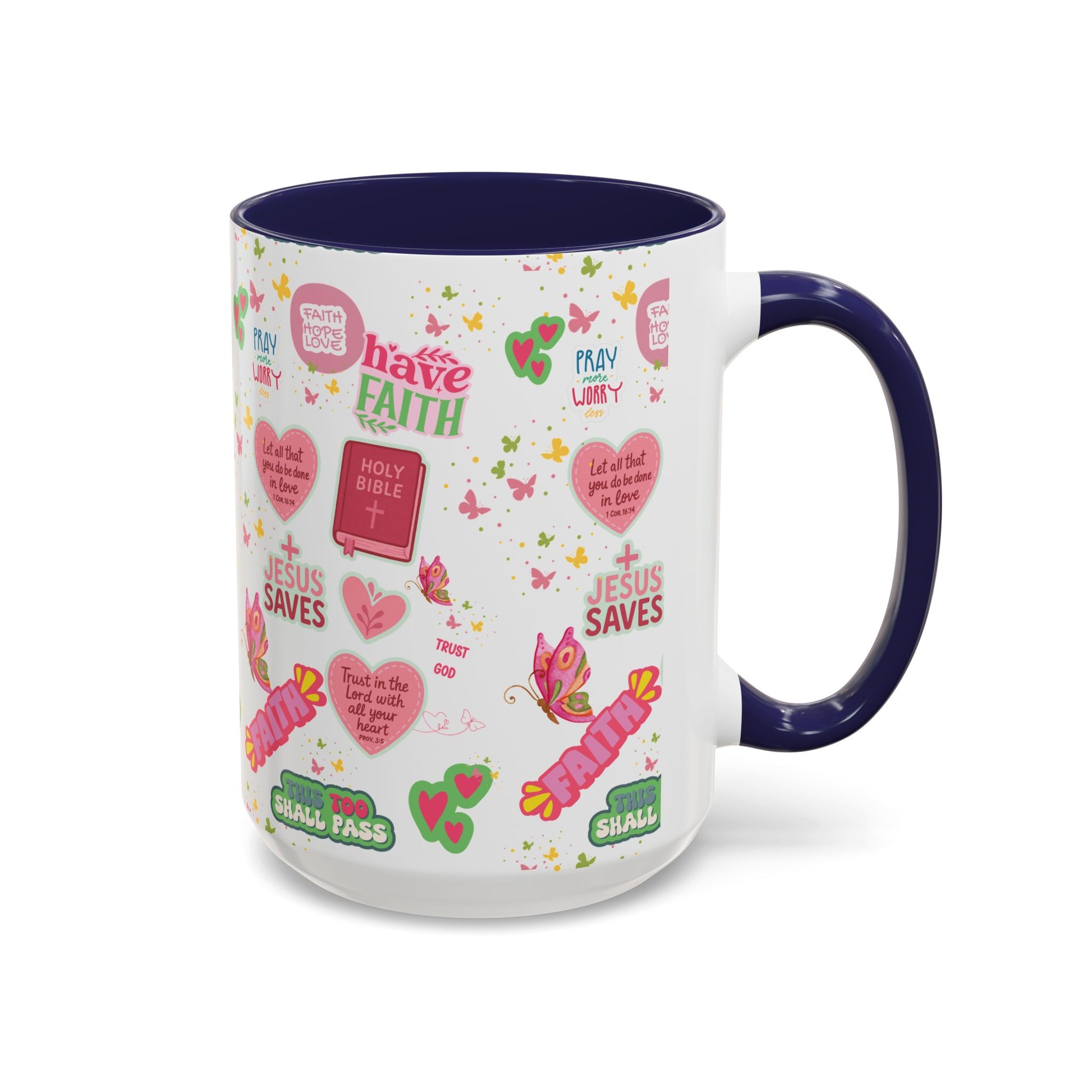 Start Your Day with Faith | Christian Mug with Bible Verse | Inspirational Gift for Christians | 11oz and 15oz Ceramic Coffee Mug Cozy Spring Mornings