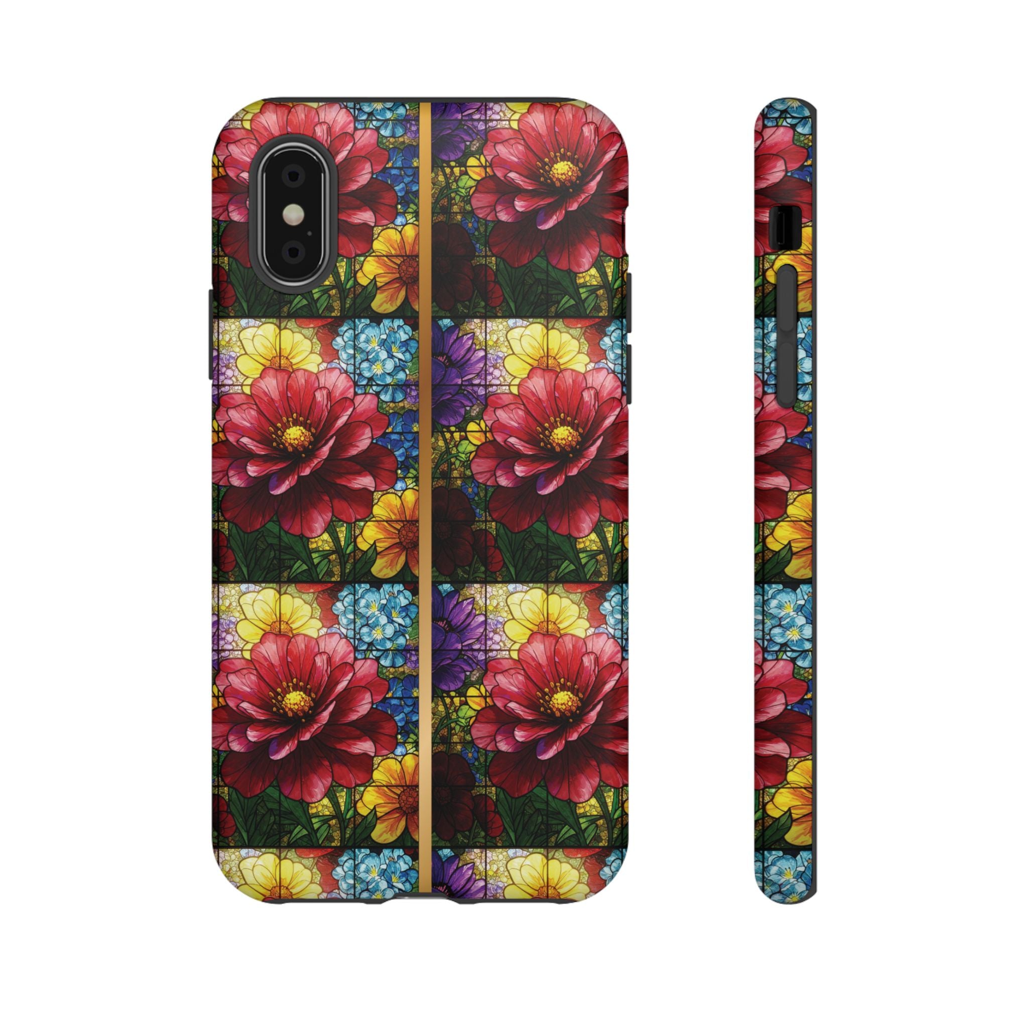 Stained Glass Illusion Floral Phone Case  3D Colorful Flower Design, Protective Christian Gift, Fits iPhone, Samsung, Google Pixel