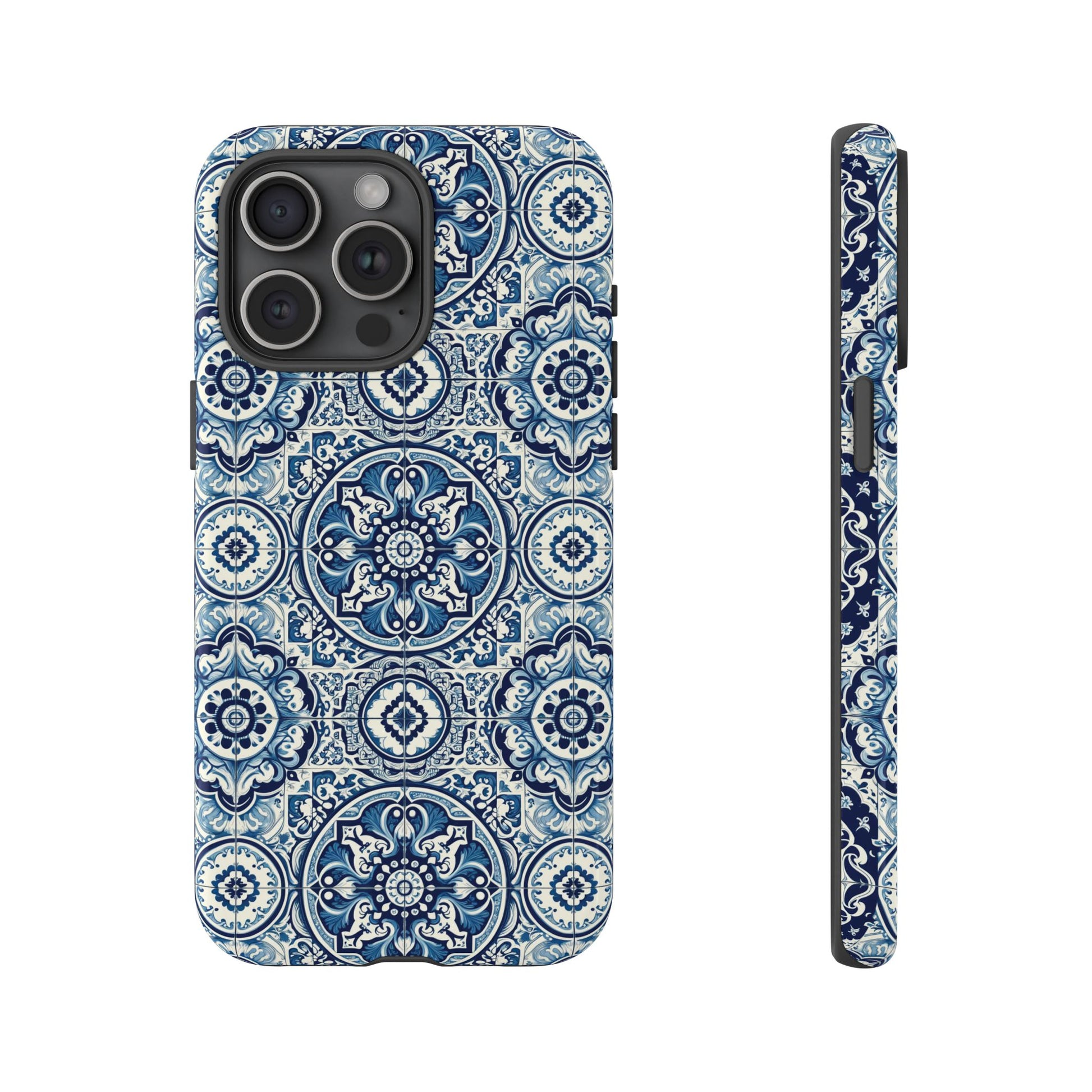 Azulejo Tile Phone Case Elegant Mediterranean Blue Porcelain Design iPhone 17, 16, 15, Samsung iPhone Samsung Accessory Gift for Her
