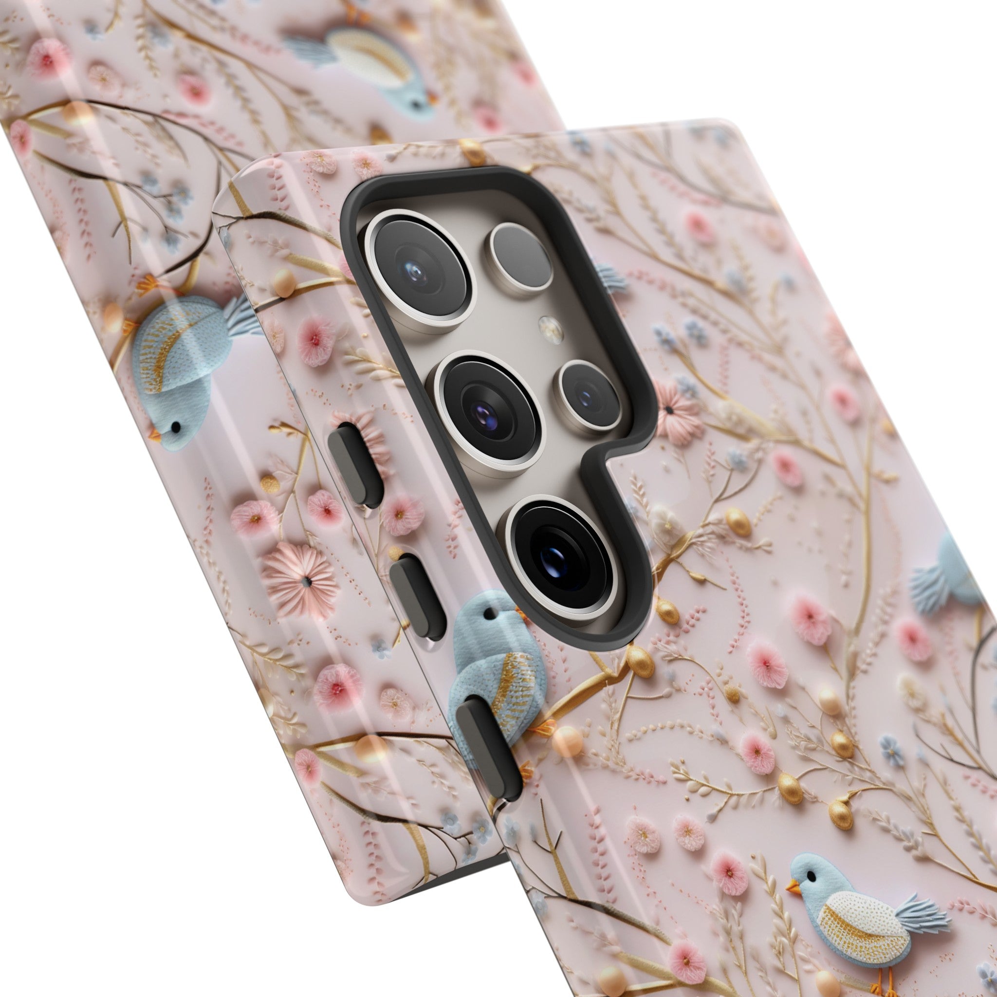 3D Birds Elegant Faux Flowers Phone Case Stylish & Durable for iPhone Samsung Gift iPhone 15, 14, 13 Samsung Pixel Gift for Mom Accessory Gift for Her
