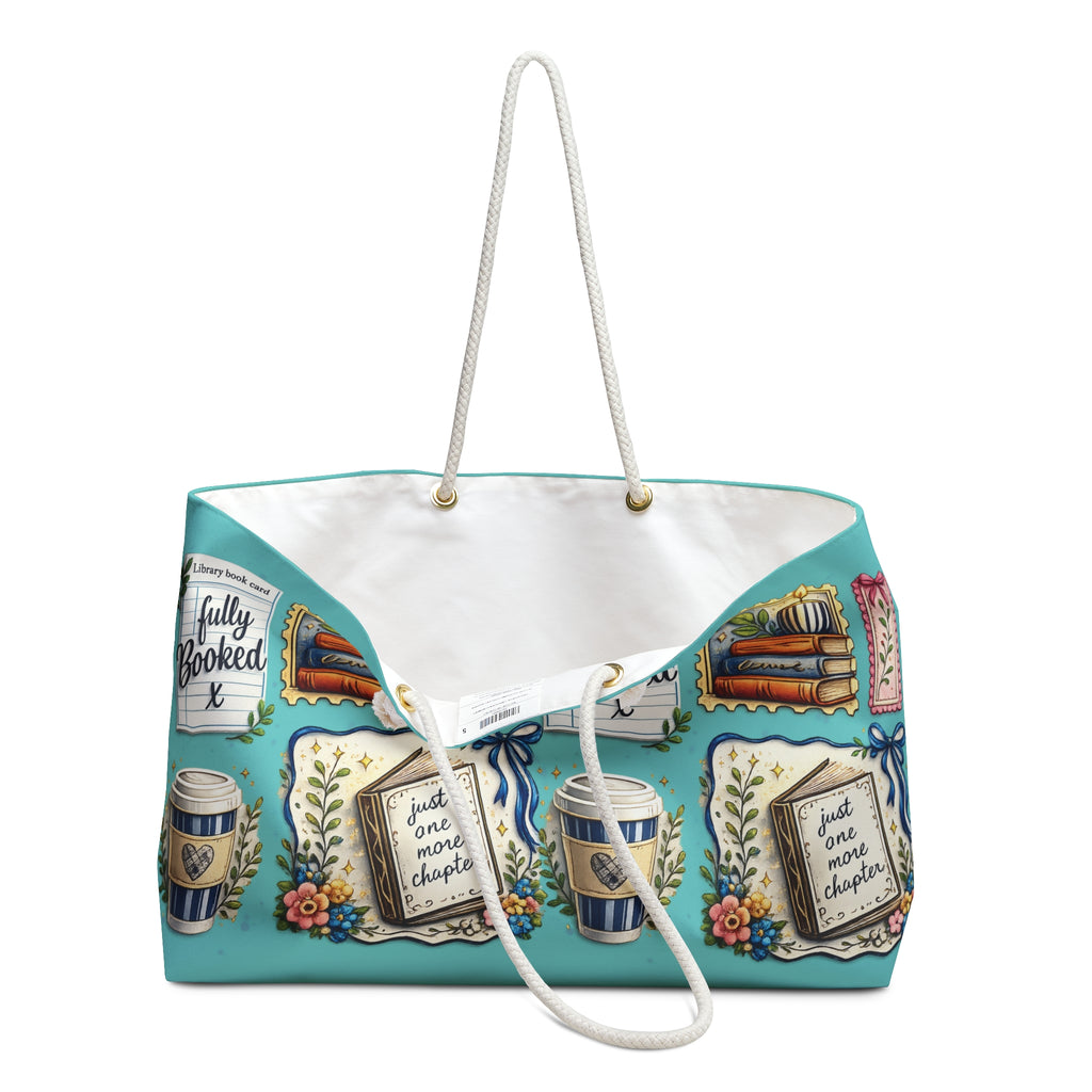 Sac de week-end – Cabas de voyage douillet pour amateur de livres « Juste un chapitre de plus et un café »