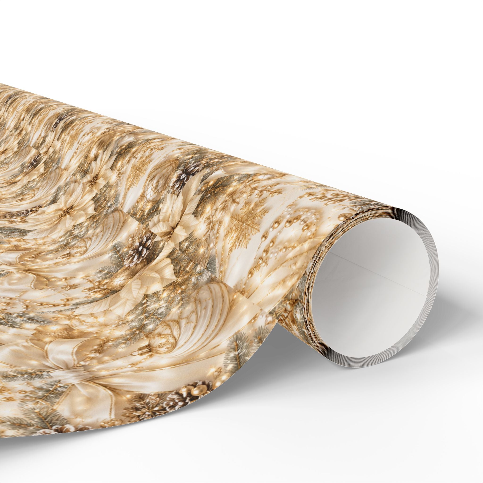 Wrapping Papers - Floral Gold and White Christmas Elegant